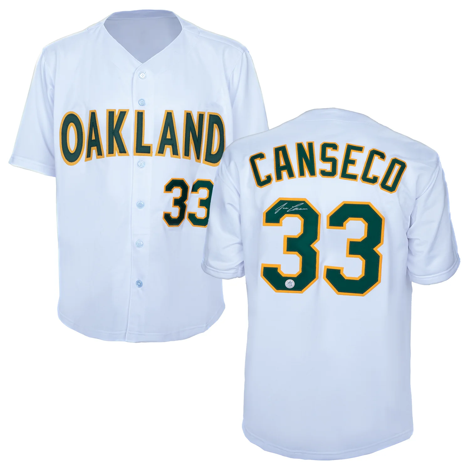 Jose Canseco Autographed Oakland City Design Baseball Jersey Jose Canseco Jersey oakland-city-design-baseball, view 3, supplier stock photo