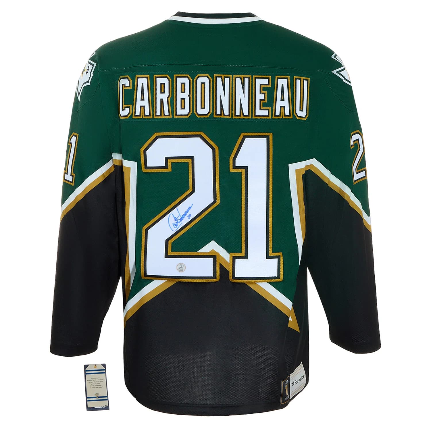 Guy Carbonneau Autographed Dallas Stars Fanatics Throwback Jersey Guy Carbonneau Jersey throwback, Dallas Stars, supplier stock photo