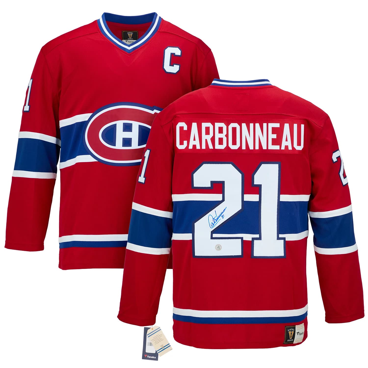 Guy Carbonneau Autographed Montreal Canadiens Fanatics Throwback Jersey Guy Carbonneau Jersey guy-carbonneau-throwback, Montreal Canadiens, view 3, supplier stock photo