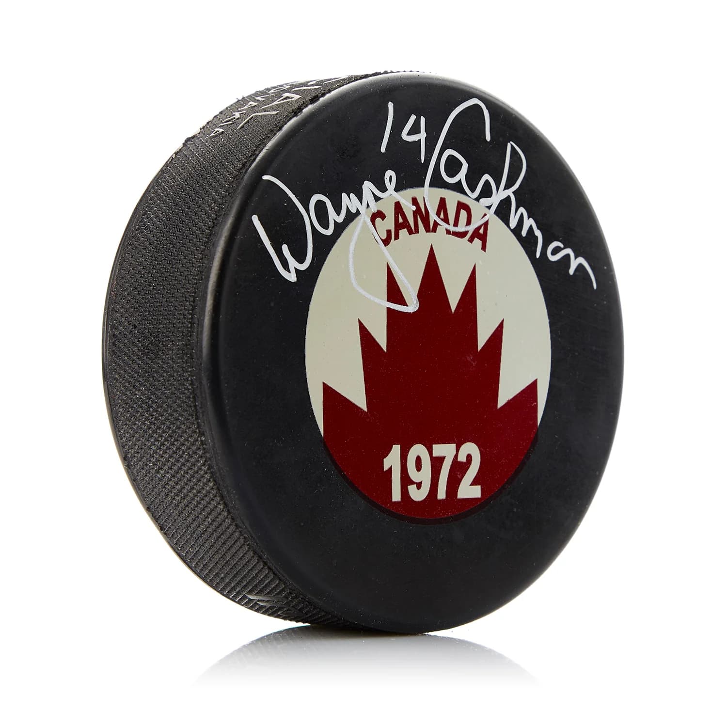 Wayne Cashman Team Canada Autographed 1972 Summit Series Hockey Puck Wayne Cashman Puck team-canada-1972-summit-series-hockey, supplier stock photo