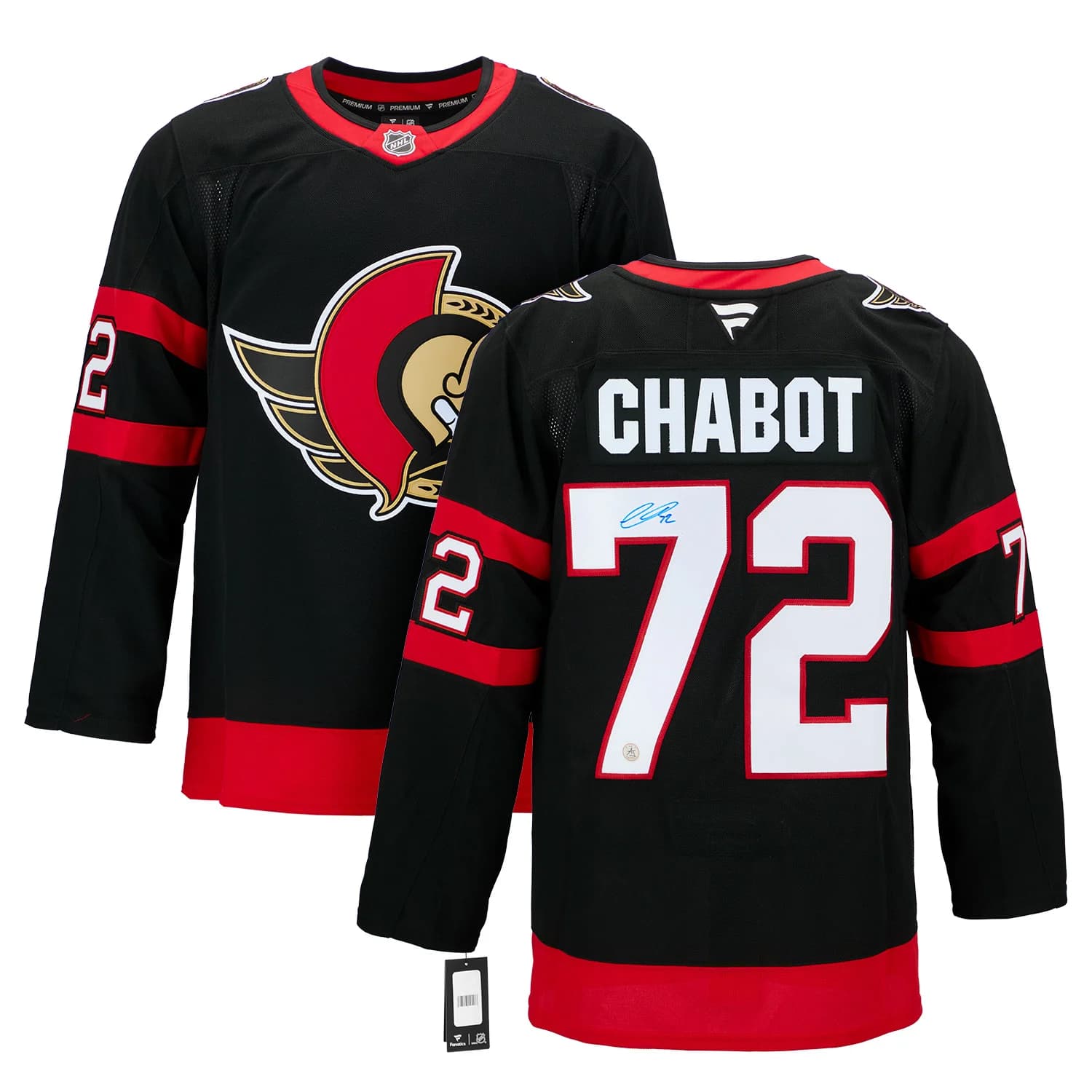Thomas Chabot Autographed Ottawa Senators Fanatics Premium Jersey Thomas Chabot Jersey premium, Ottawa Senators, view 3, supplier stock photo