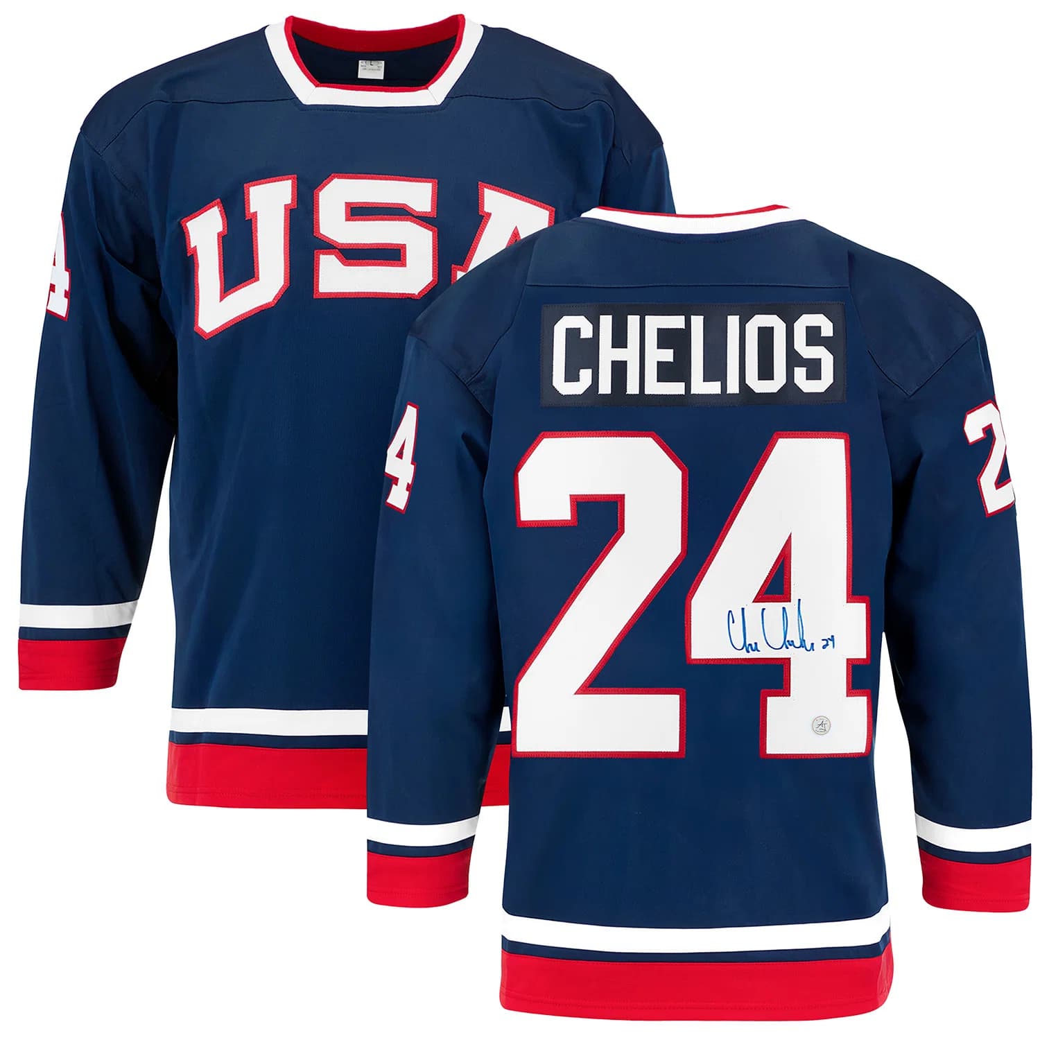 Chris Chelios Autographed Team USA Custom Hockey Nation Jersey Chris Chelios Jersey team-usa-hockey-nation, view 3, supplier stock photo
