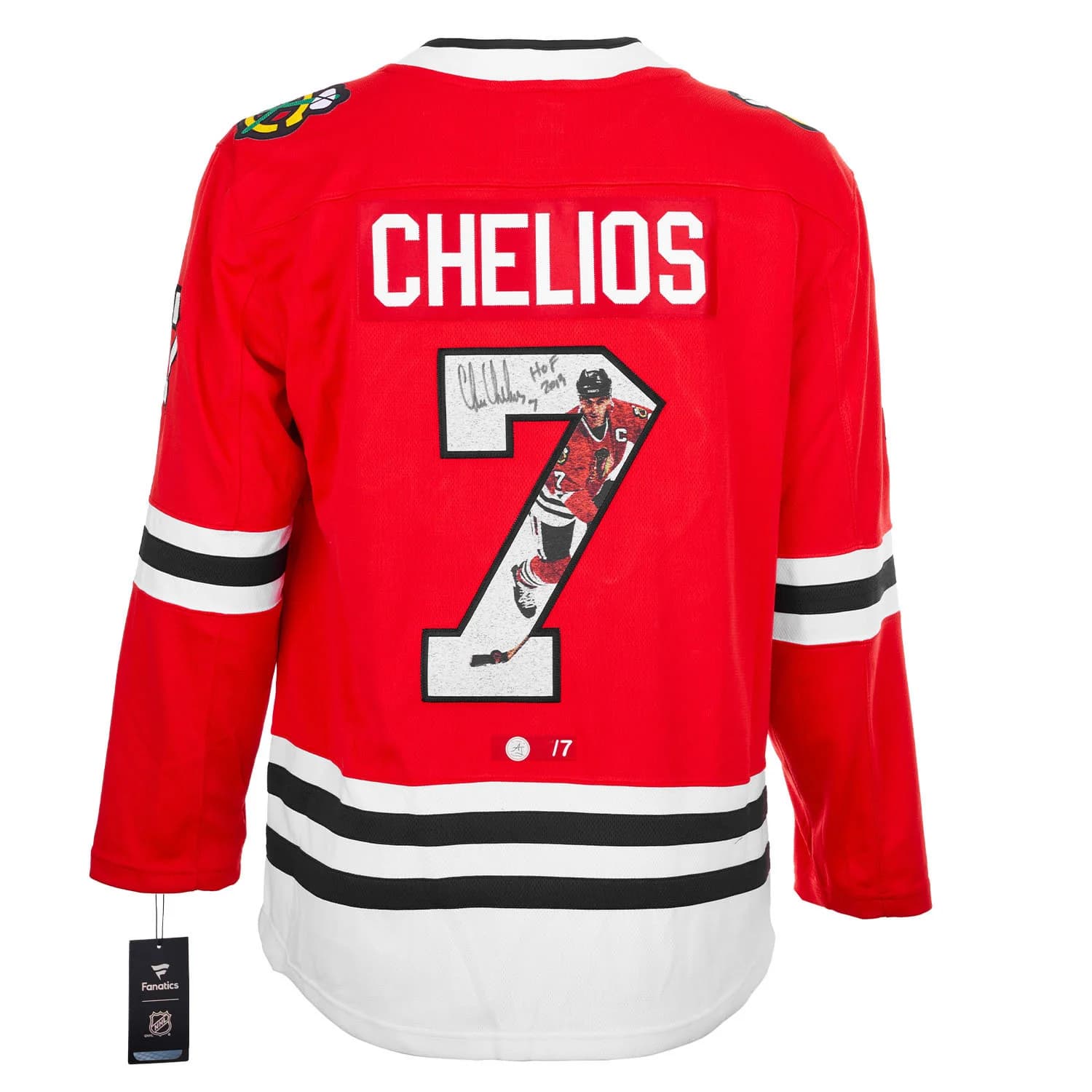Chris Chelios Signed Chicago Blackhawks Graphic Art Fanatics Jersey #/7 Chris Chelios Jersey graphic-art-7, Chicago Blackhawks, supplier stock photo