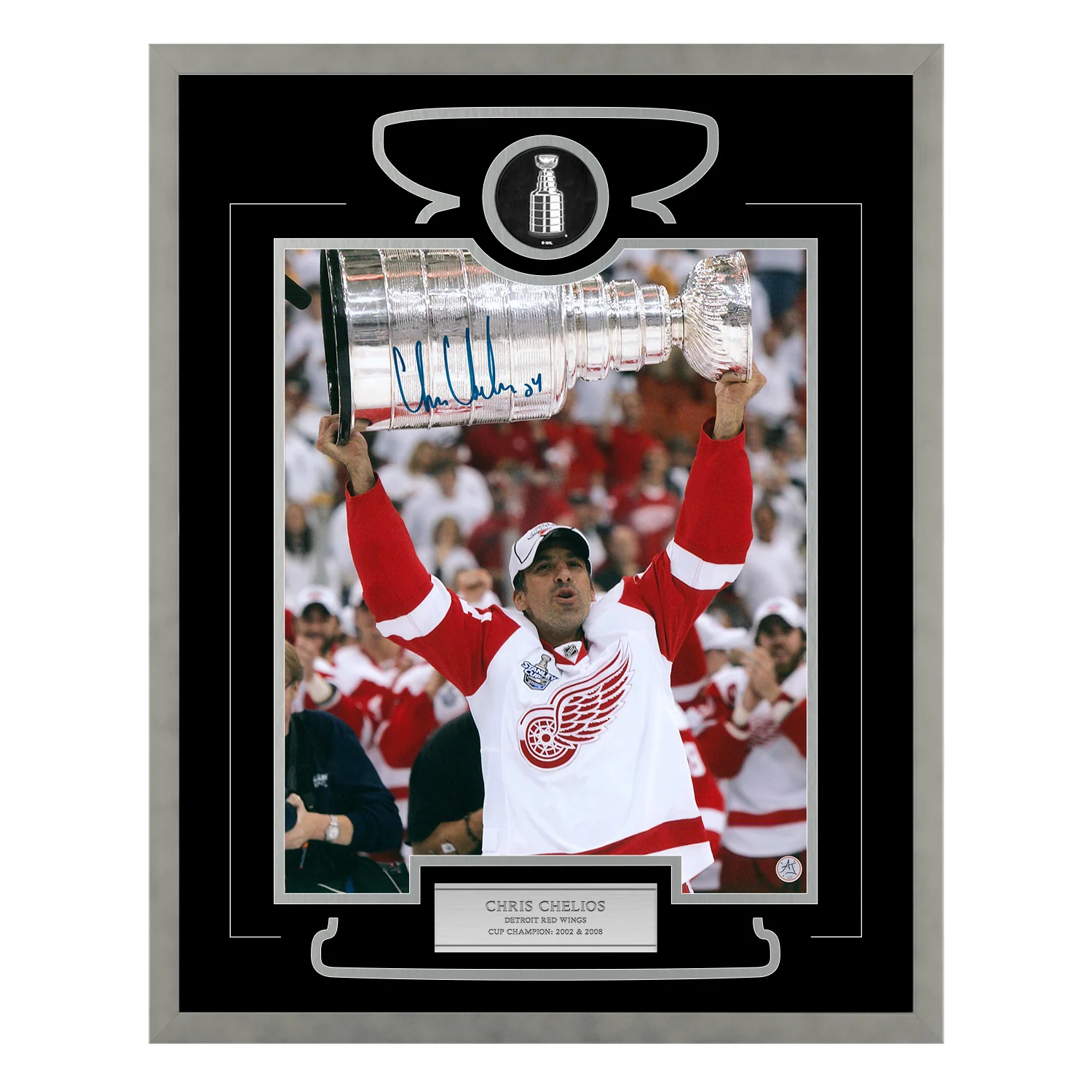 Chris Chelios Autographed Detroit Red Wings Stanley Cup Victory 26x32 Frame Chris Chelios Other 26x32-stanley-cup-victory-frame, Detroit Red Wings, supplier stock photo