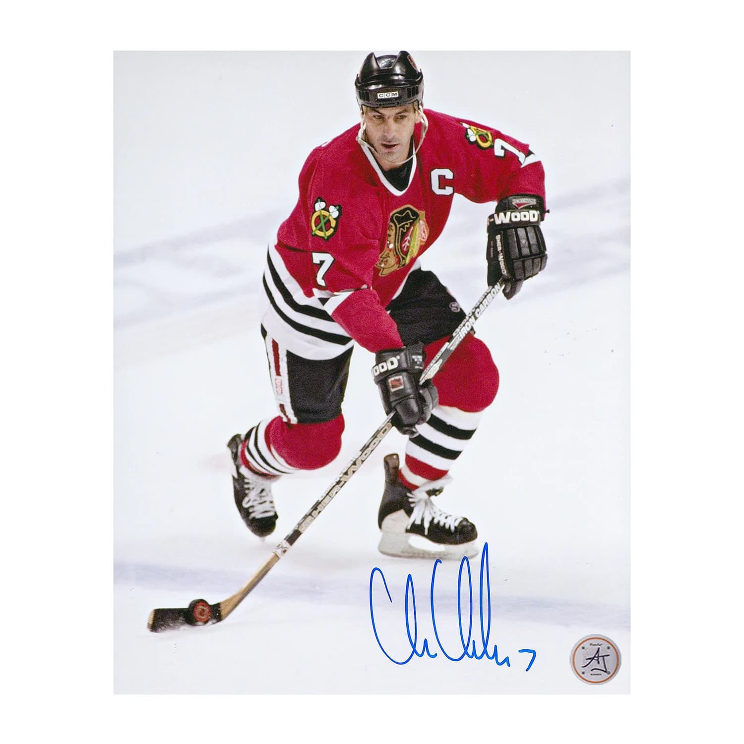 Chris Chelios Autographed Chicago Blackhawks Captain 8x10 Photo Chris Chelios Photo 8x10-captain, Chicago Blackhawks, supplier stock photo