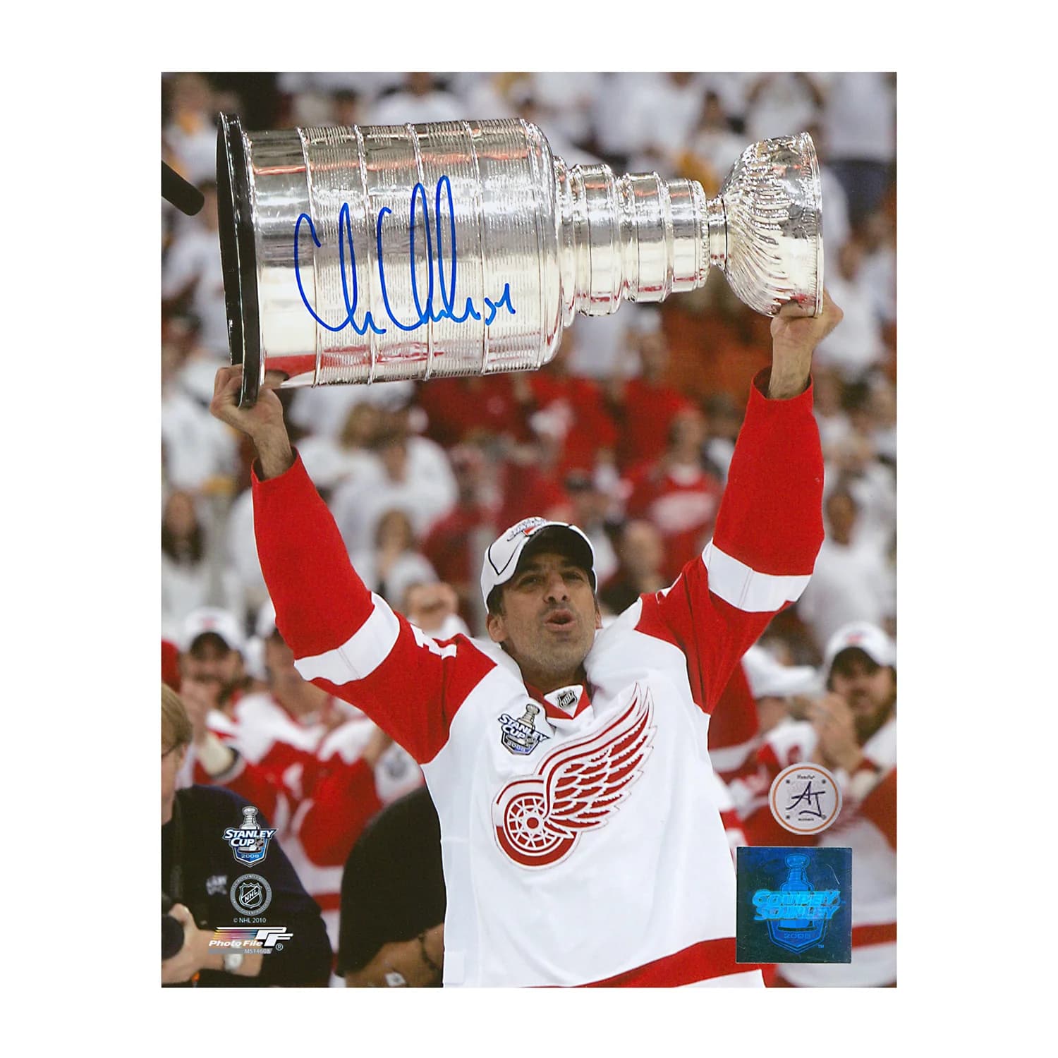 Chris Chelios Autographed Detroit Red Wings Stanley Cup 8x10 Photo Chris Chelios Photo 8x10-stanley-cup, Detroit Red Wings, supplier stock photo