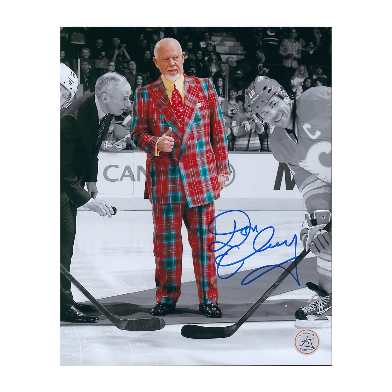 Don Cherry Autographed Plaid Suit Flames Faceoff Spotlight 8x10 Photo Don Cherry Photo 8x10-plaid-suit-faceoff-spotlight, Calgary Flames, supplier stock photo