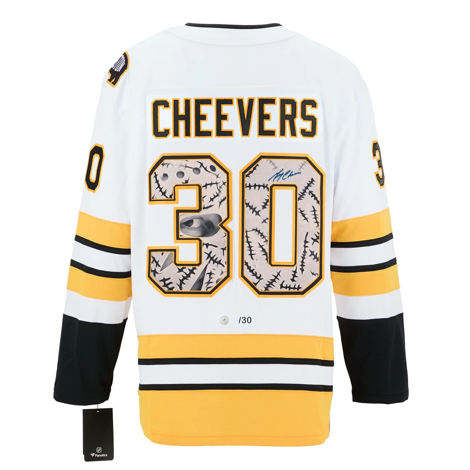 Gerry Cheevers Signed Boston Bruins Stitched Mask Art Jersey #/30 Gerry Cheevers Jersey stitched-mask-art-30, Boston Bruins, supplier stock photo