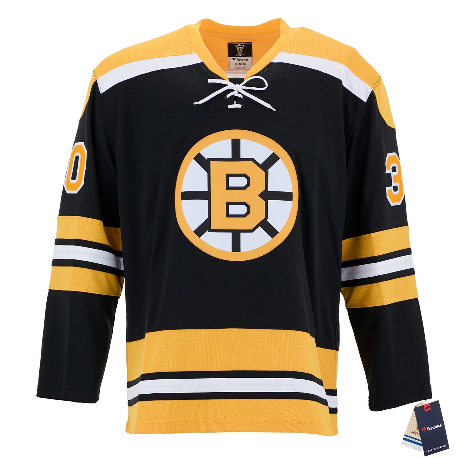 Gerry Cheevers Autographed Boston Bruins Fanatics Throwback Jersey Gerry Cheevers Jersey throwback, Boston Bruins, view 2, supplier stock photo