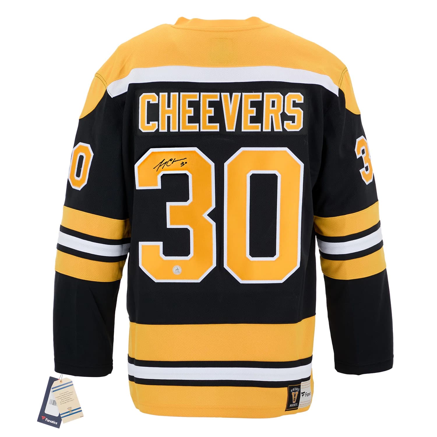 Gerry Cheevers Autographed Boston Bruins Fanatics Throwback Jersey Gerry Cheevers Jersey throwback, Boston Bruins, supplier stock photo
