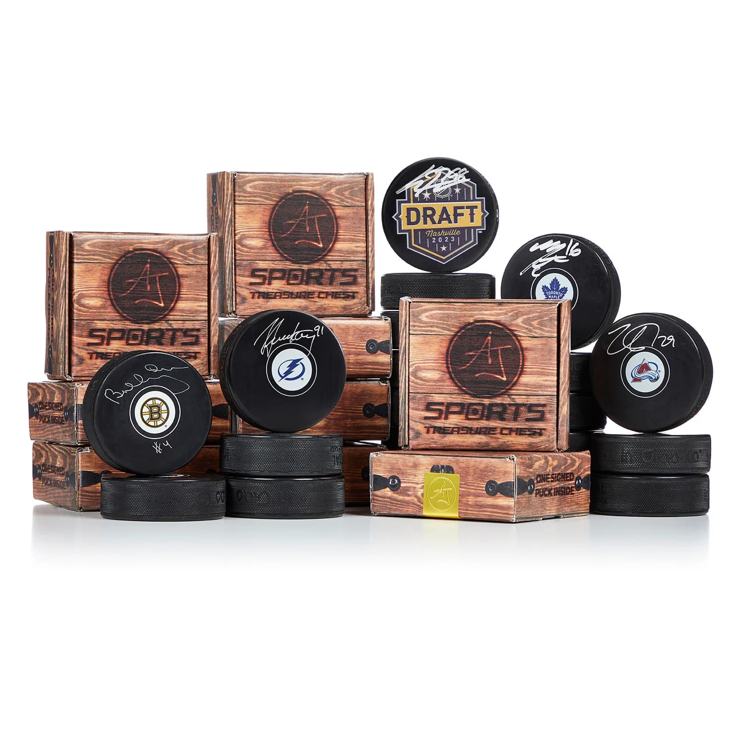 AJ Sports Hockey Heroes Signature Hat Trick Puck Treasure Chest Puck aj-hockey-heroes-hat-trick-treasure, supplier stock photo