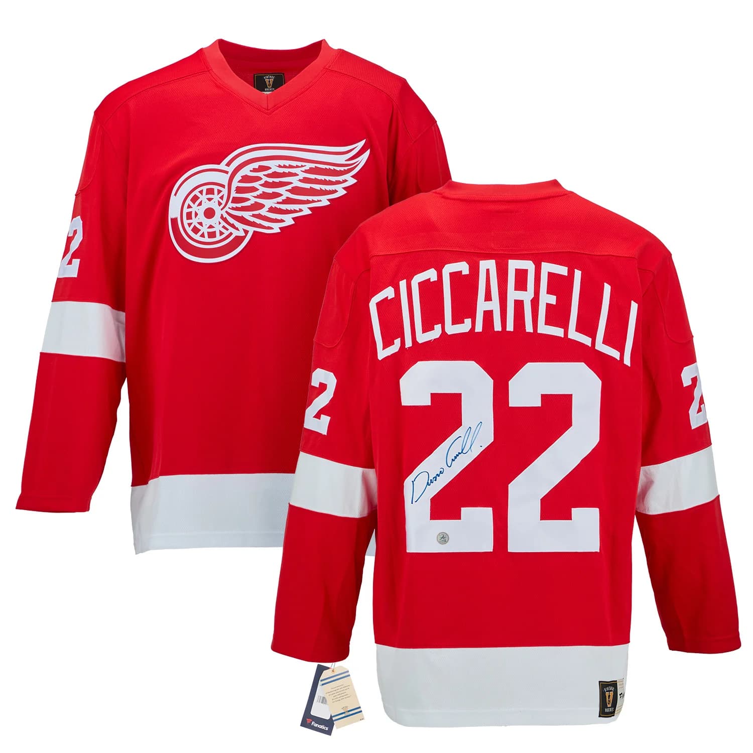 Dino Ciccarelli Signed Detroit Red Wings Throwback Breakaway Jersey Dino Ciccarelli Jersey throwback-breakaway, Detroit Red Wings, view 3, supplier stock photo