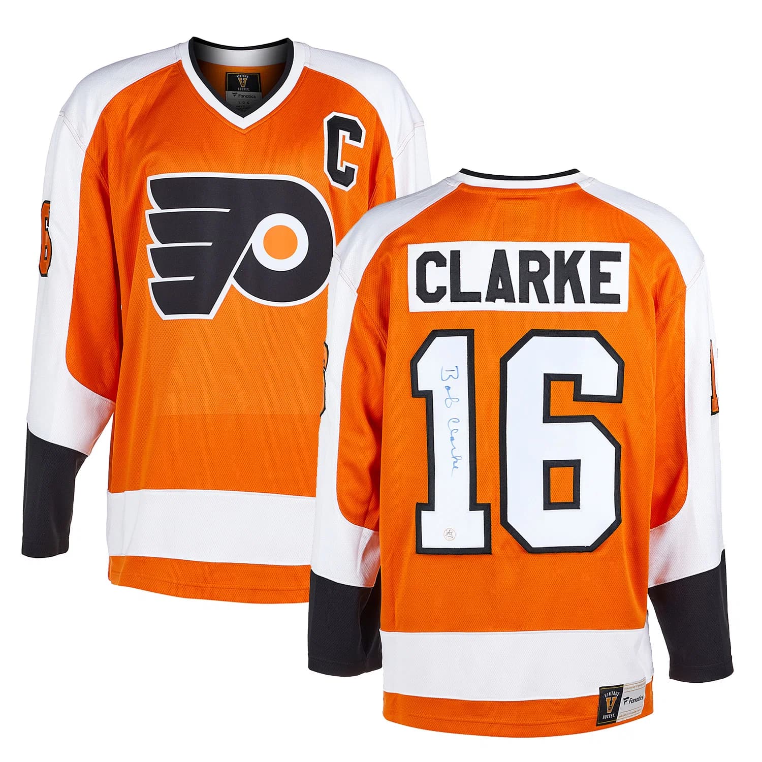 Bobby Clarke Signed Philadelphia Flyers Throwback Breakaway Jersey Bobby Clarke Jersey throwback-breakaway, Philadelphia Flyers, view 3, supplier stock photo