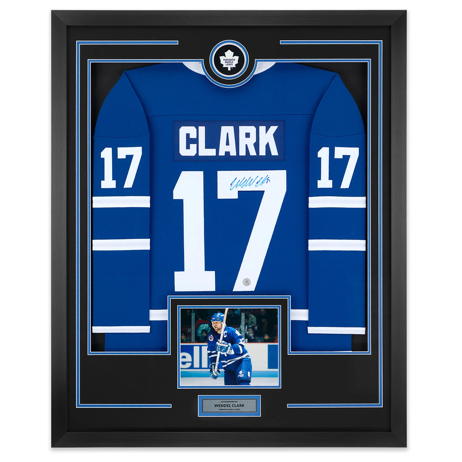 Wendel Clark Signed Toronto Maple Leafs Puck Logo 36x44 Jersey Frame Wendel Clark Jersey 36x44-logo-frame, Toronto Maple Leafs, supplier stock photo