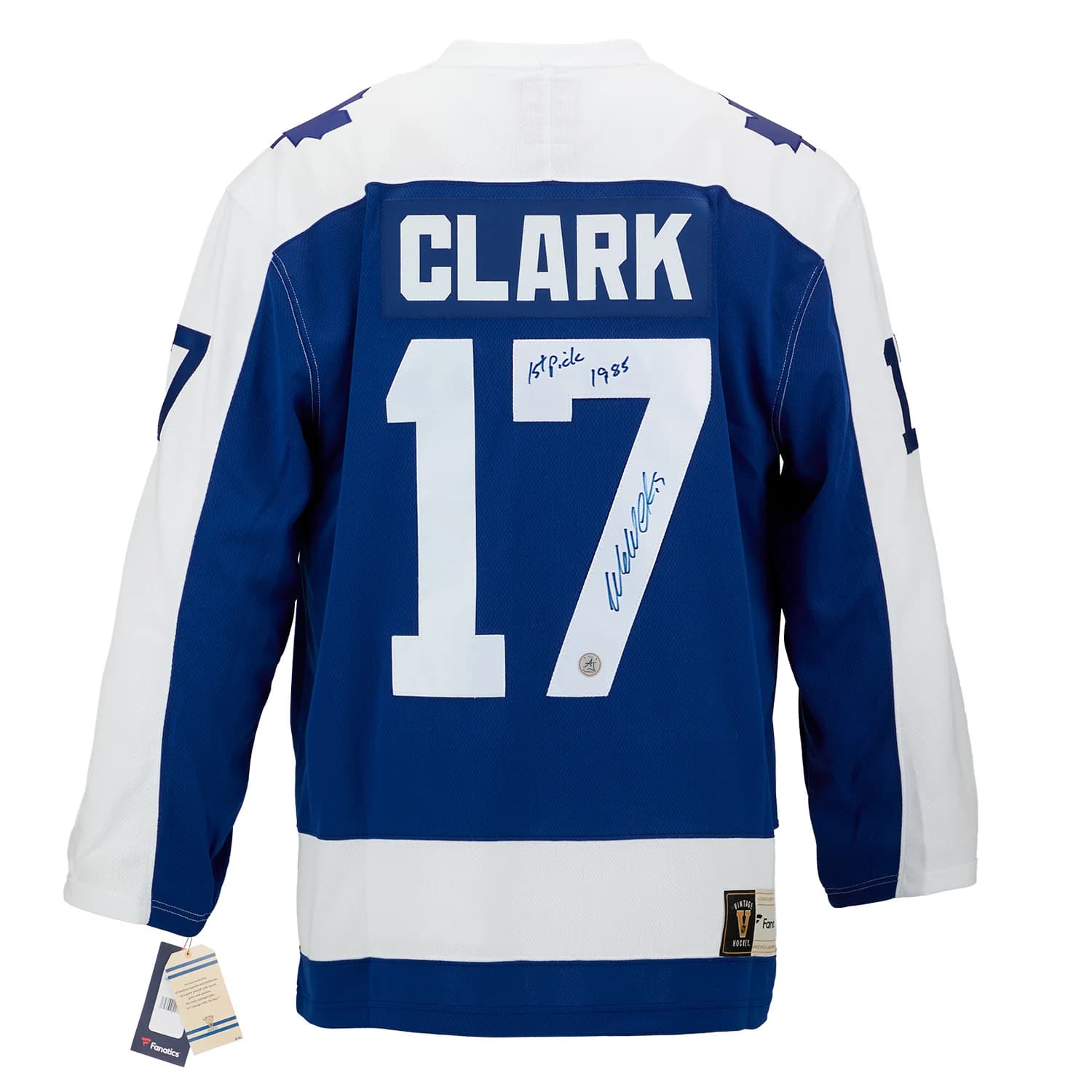 Wendel Clark Signed & Inscribed Toronto Maple Leafs Fanatics Throwback Jersey Wendel Clark Jersey inscribed-throwback, Toronto Maple Leafs, supplier stock photo