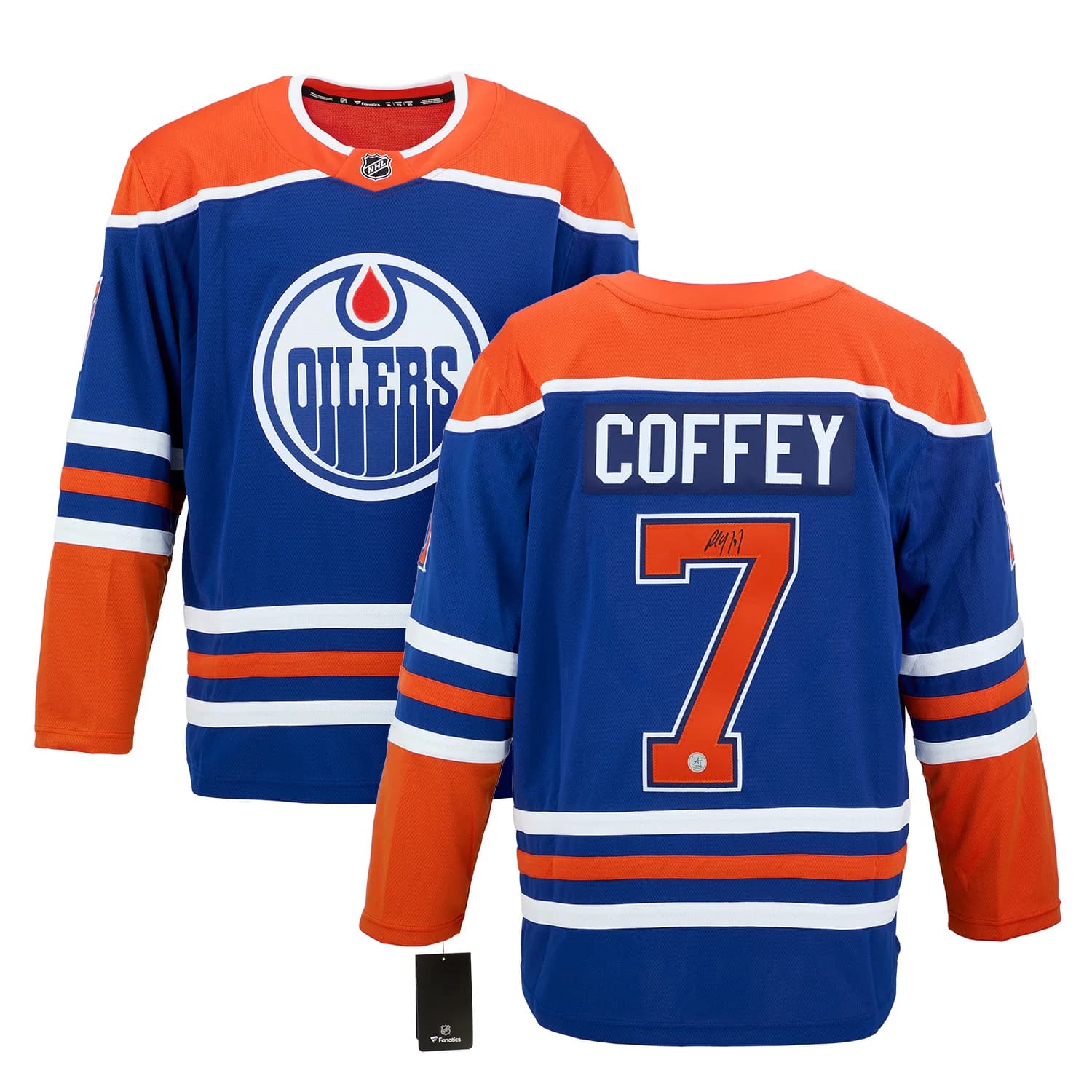 Paul Coffey Autographed Edmonton Oilers Fanatics Breakaway Jersey Paul Coffey Jersey breakaway, Edmonton Oilers, view 3, supplier stock photo