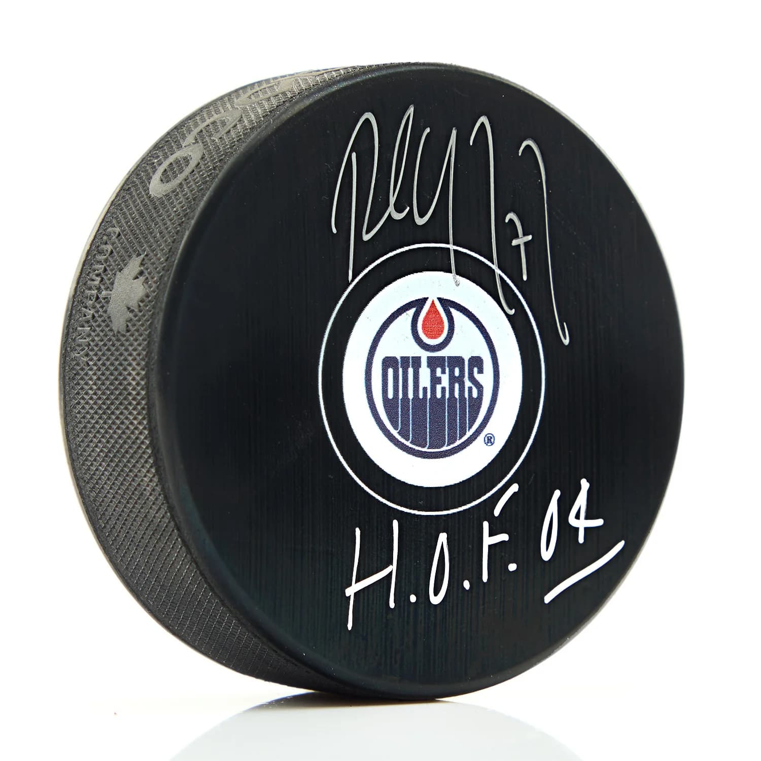 Paul Coffey Autographed Edmonton Oilers Hockey Puck with HOF Note Paul Coffey Puck paul-coffey-hockey-hof-note, Edmonton Oilers, supplier stock photo