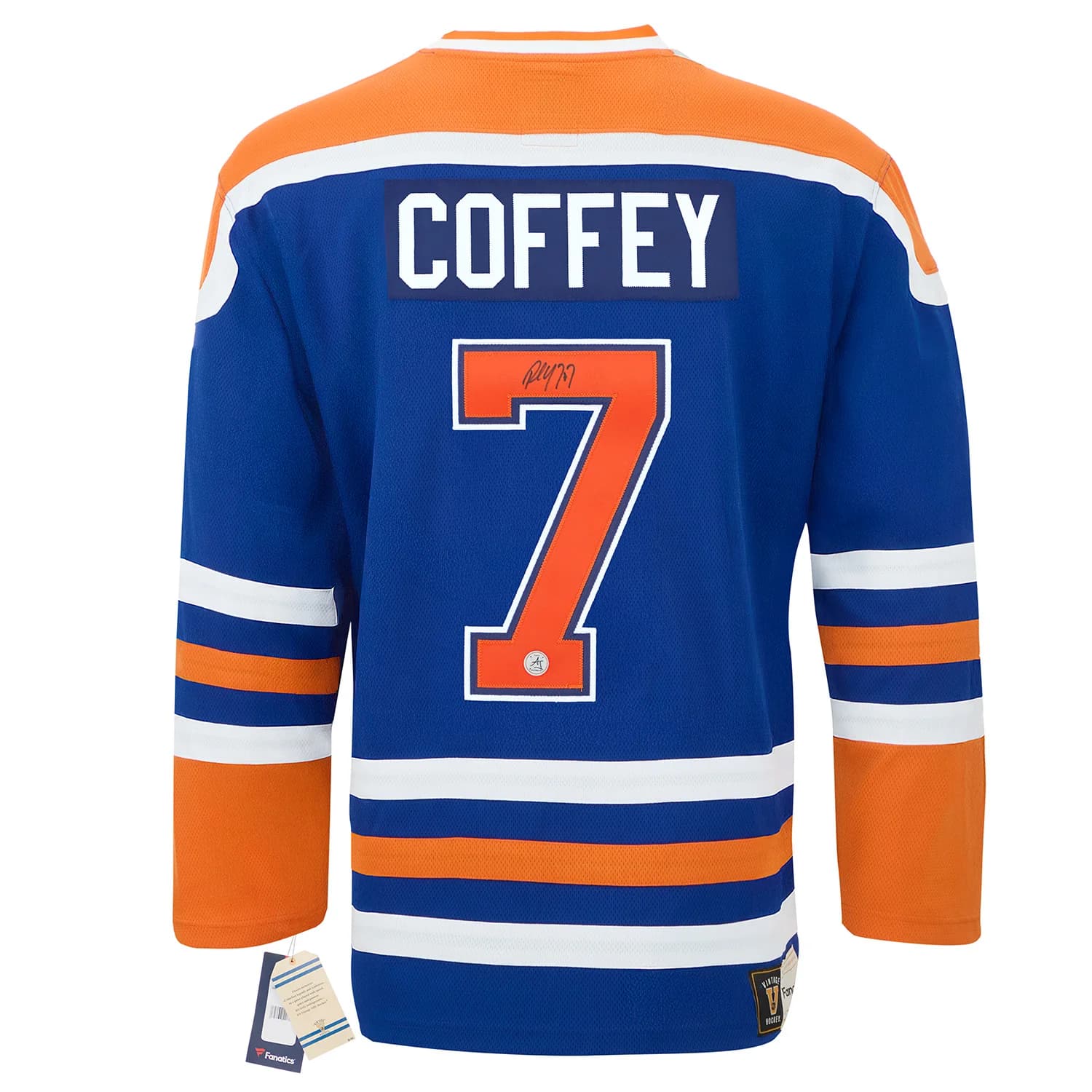 Paul Coffey Signed Edmonton Oilers Fanatics Throwback Jersey Paul Coffey Jersey throwback, Edmonton Oilers, supplier stock photo