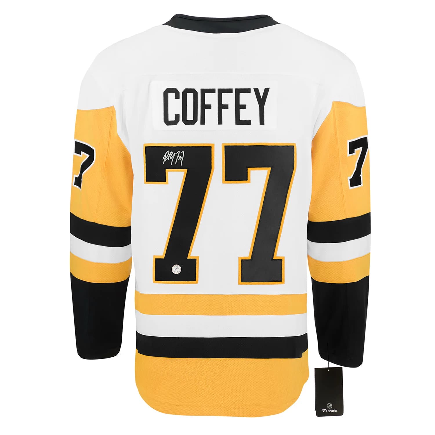 Paul Coffey Signed Pittsburgh Penguins White Fanatics Breakaway Jersey Paul Coffey Jersey white-breakaway, Pittsburgh Penguins, supplier stock photo