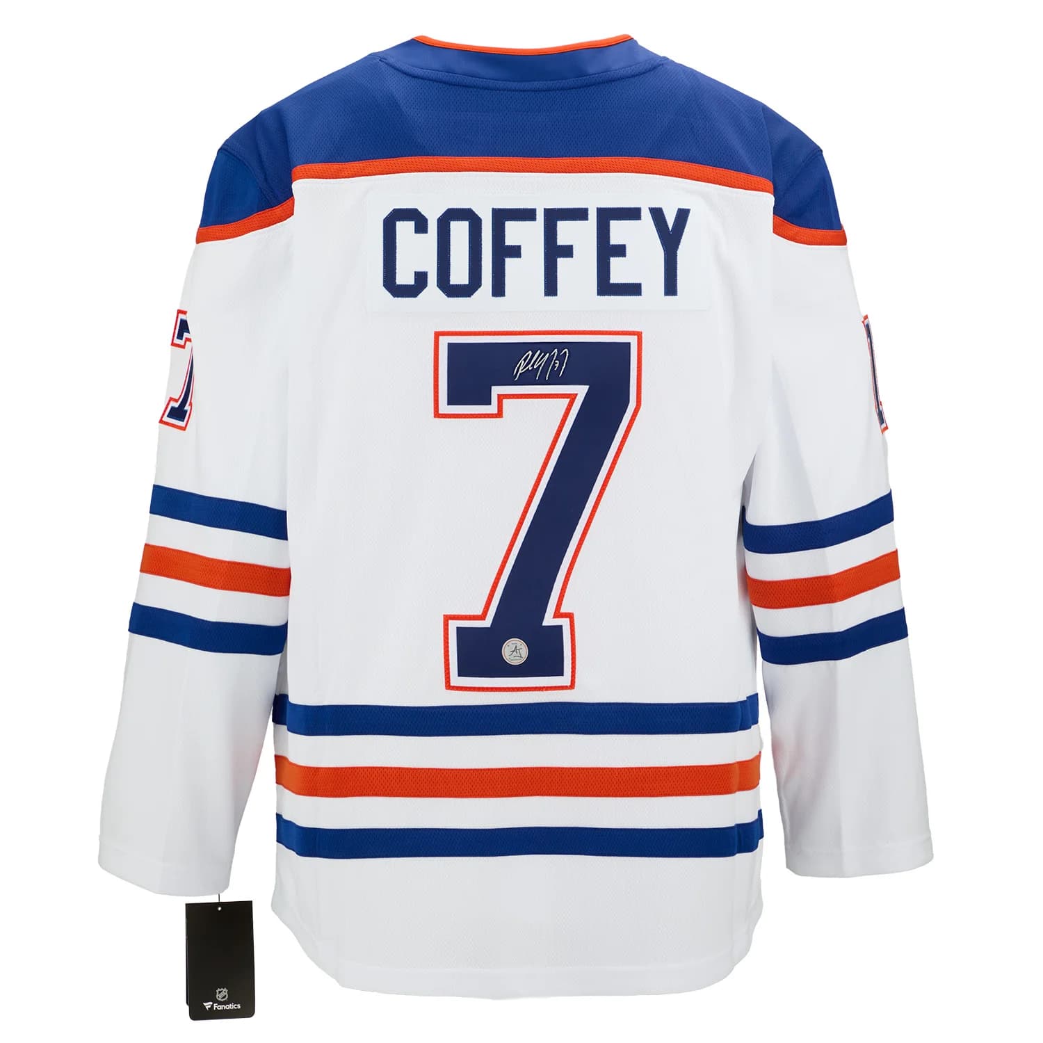 Paul Coffey Signed Edmonton Oilers White Fanatics Breakaway Jersey Paul Coffey Jersey white-breakaway, Edmonton Oilers, supplier stock photo
