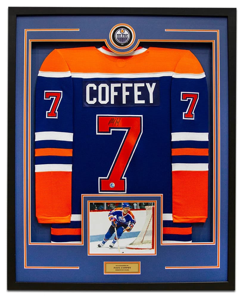 Paul Coffey Signed Edmonton Oilers Puck Logo 36x44 Jersey Frame Paul Coffey Jersey 36x44-logo-frame, Edmonton Oilers, supplier stock photo