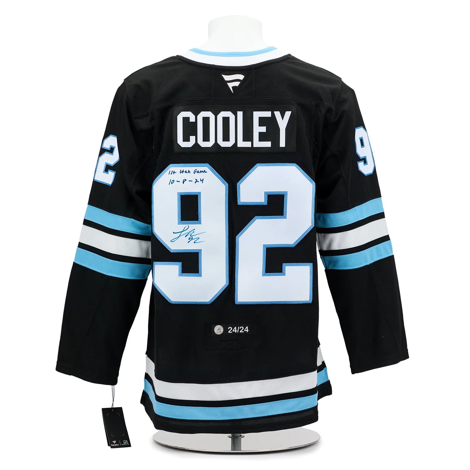 Logan Cooley Signed & Dated Utah Hockey Club Inaugural Game Premium Jersey 24/24 Logan Cooley Jersey logan-cooley-dated-utah-hockey-club, supplier stock photo