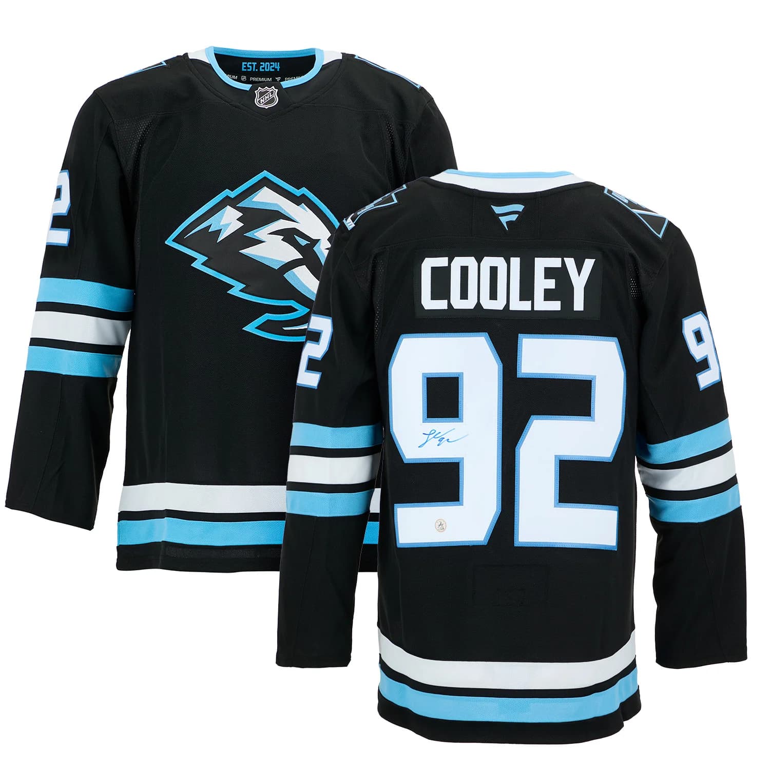 Logan Cooley Autographed Utah Mammoth Fanatics Premium Jersey Logan Cooley Jersey utah-mammoth-premium, view 3, supplier stock photo