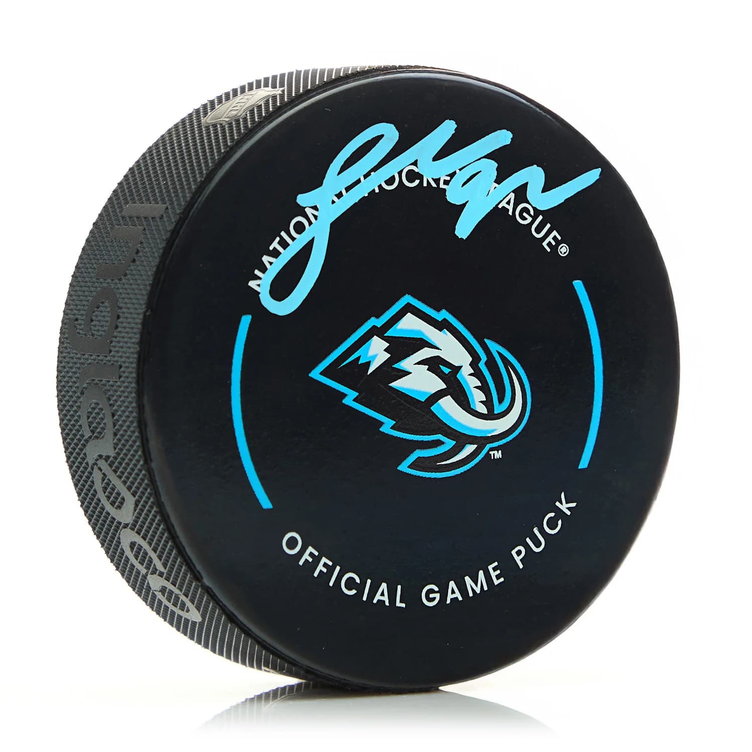 Logan Cooley Signed Utah Mammoth Official Game Puck Logan Cooley Puck utah-mammoth-game, supplier stock photo
