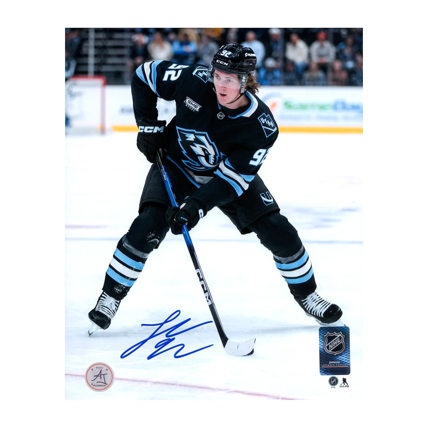 Logan Cooley Autographed Utah Mammoth Game Action 8x10 Photo Logan Cooley Photo 8x10-utah-mammoth-game-action, supplier stock photo