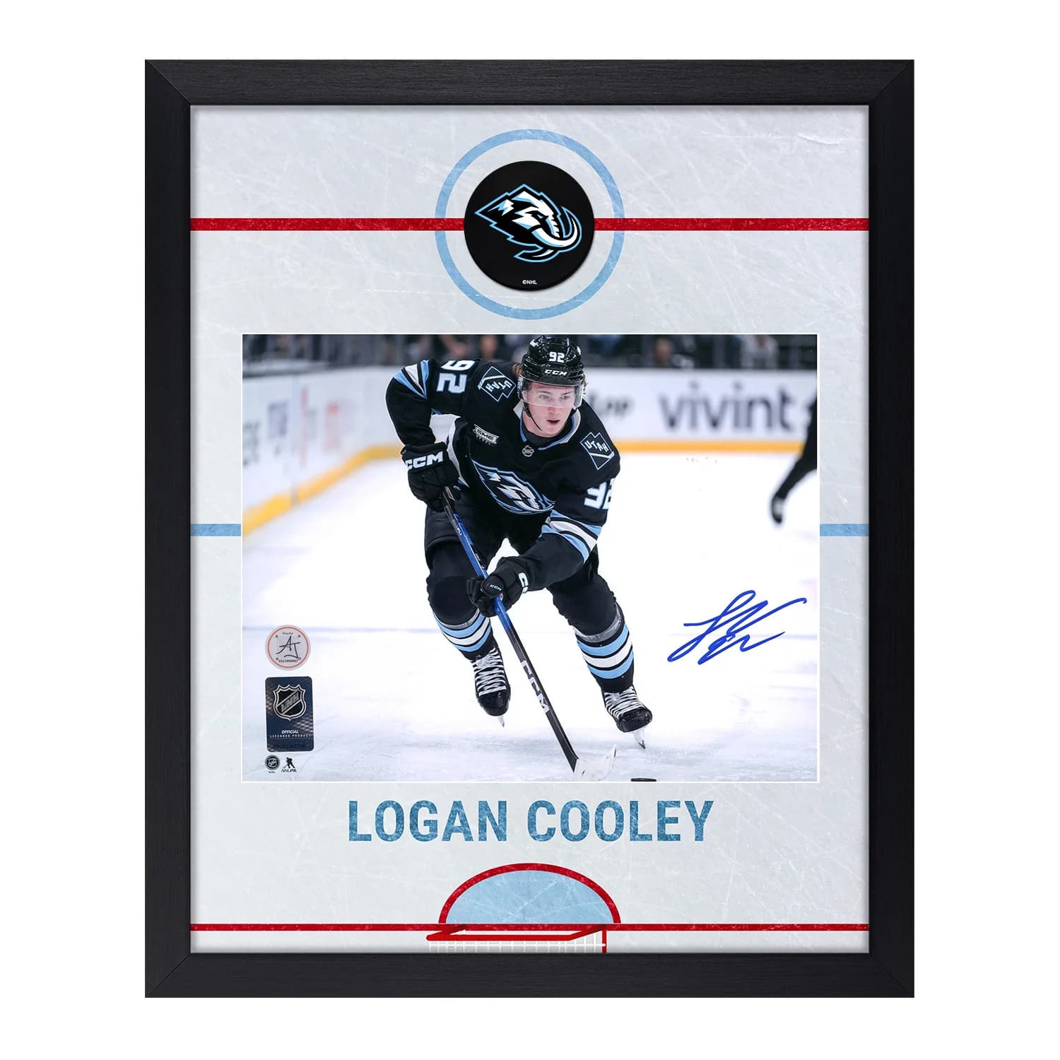 Logan Cooley Autographed Utah Mammoth Graphic Rink 18x22 Frame Logan Cooley Other 18x22-utah-mammoth-graphic-rink-frame, supplier stock photo