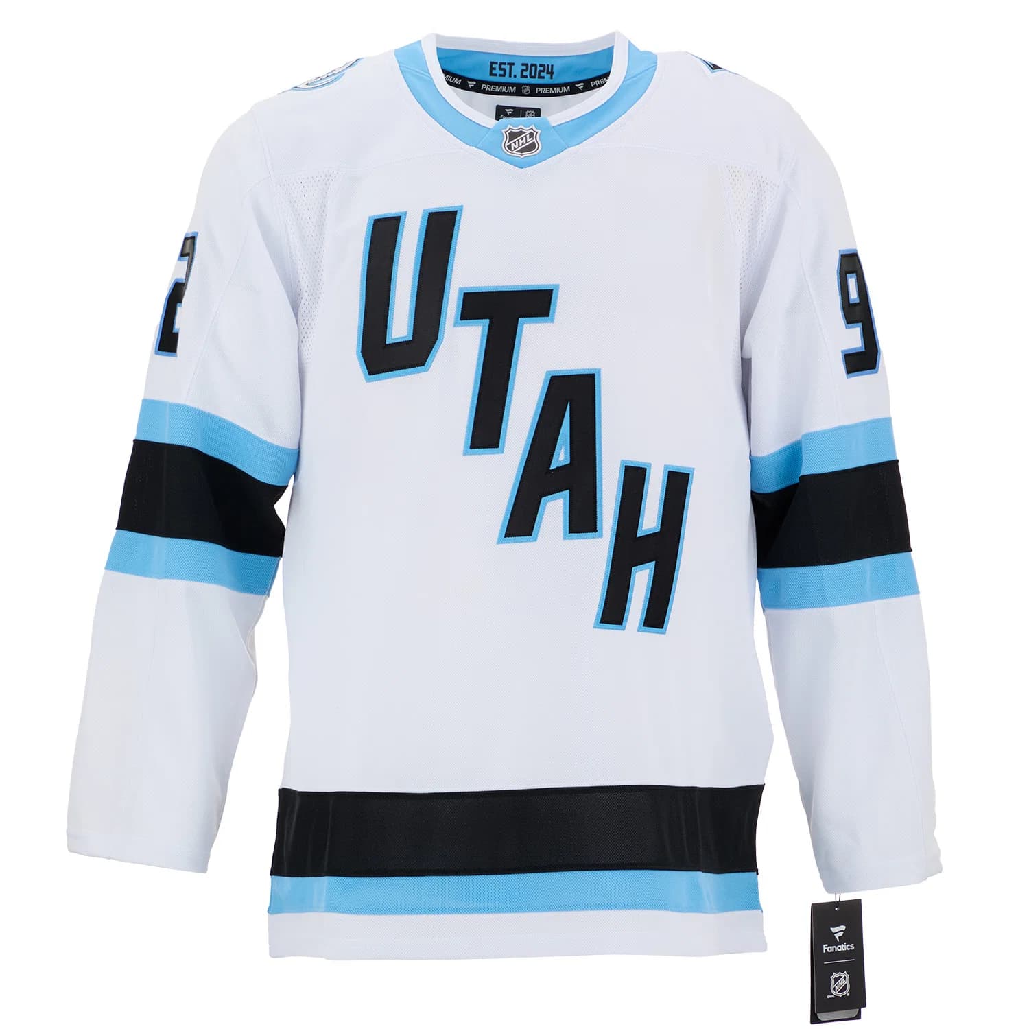Logan Cooley Autographed Utah Mammoth White Fanatics Premium Jersey Logan Cooley Jersey utah-mammoth-white-premium, view 2, supplier stock photo