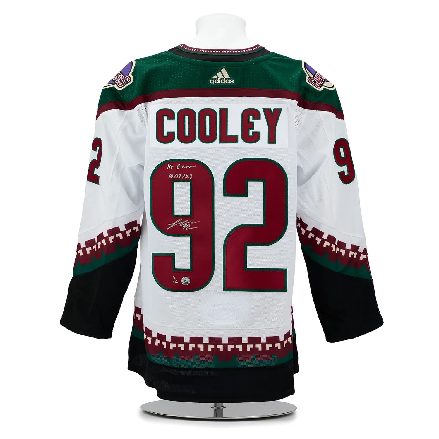Logan Cooley Arizona Coyotes Signed & Dated 1st Game adidas Jersey #1/92 Logan Cooley Jersey logan-cooley-arizona-coyotes-dated-1st, Arizona Coyotes, supplier stock photo
