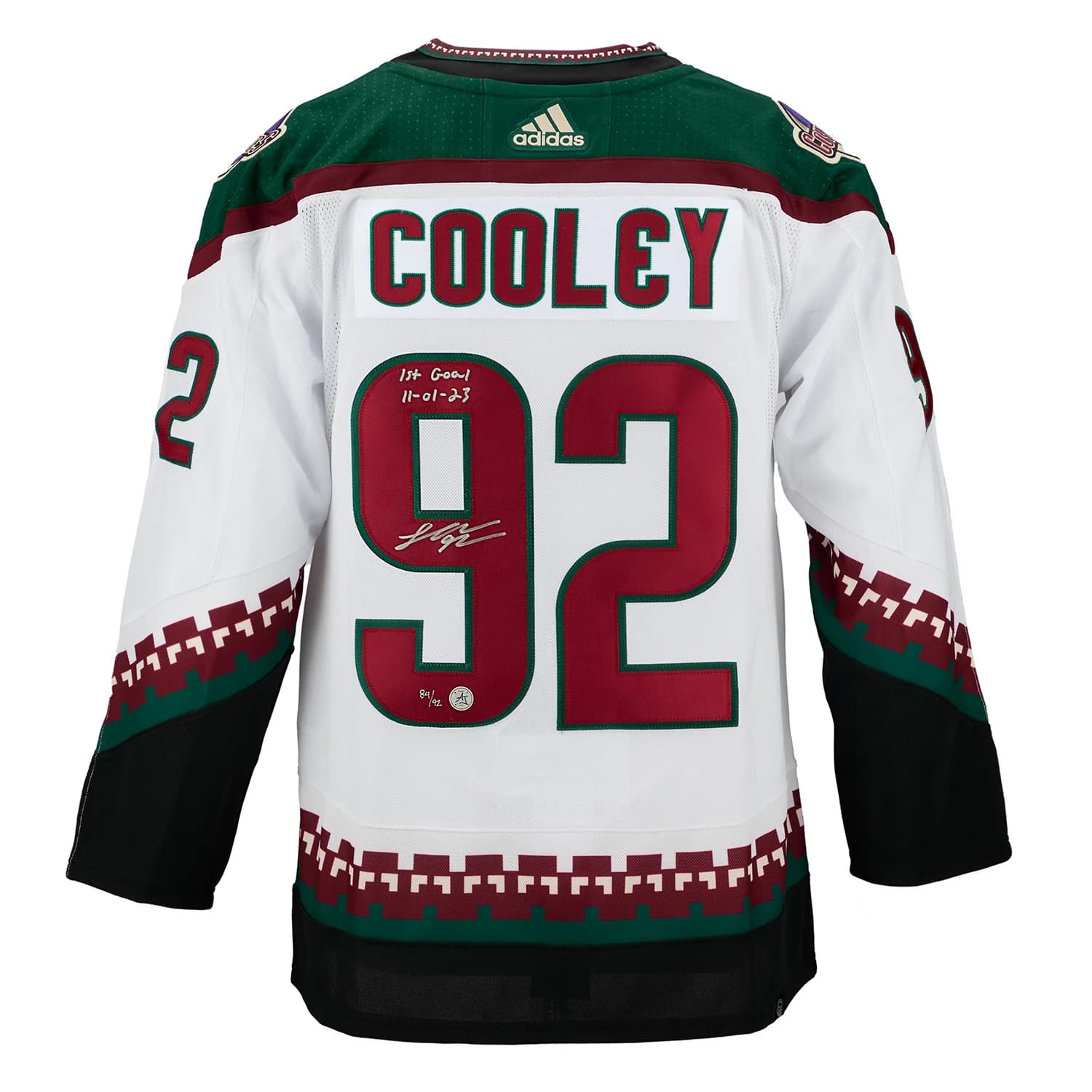 Logan Cooley Arizona Coyotes Signed & Dated 1st Goal adidas Jersey #/92 Logan Cooley Jersey logan-cooley-arizona-coyotes-dated-1st, Arizona Coyotes, supplier stock photo