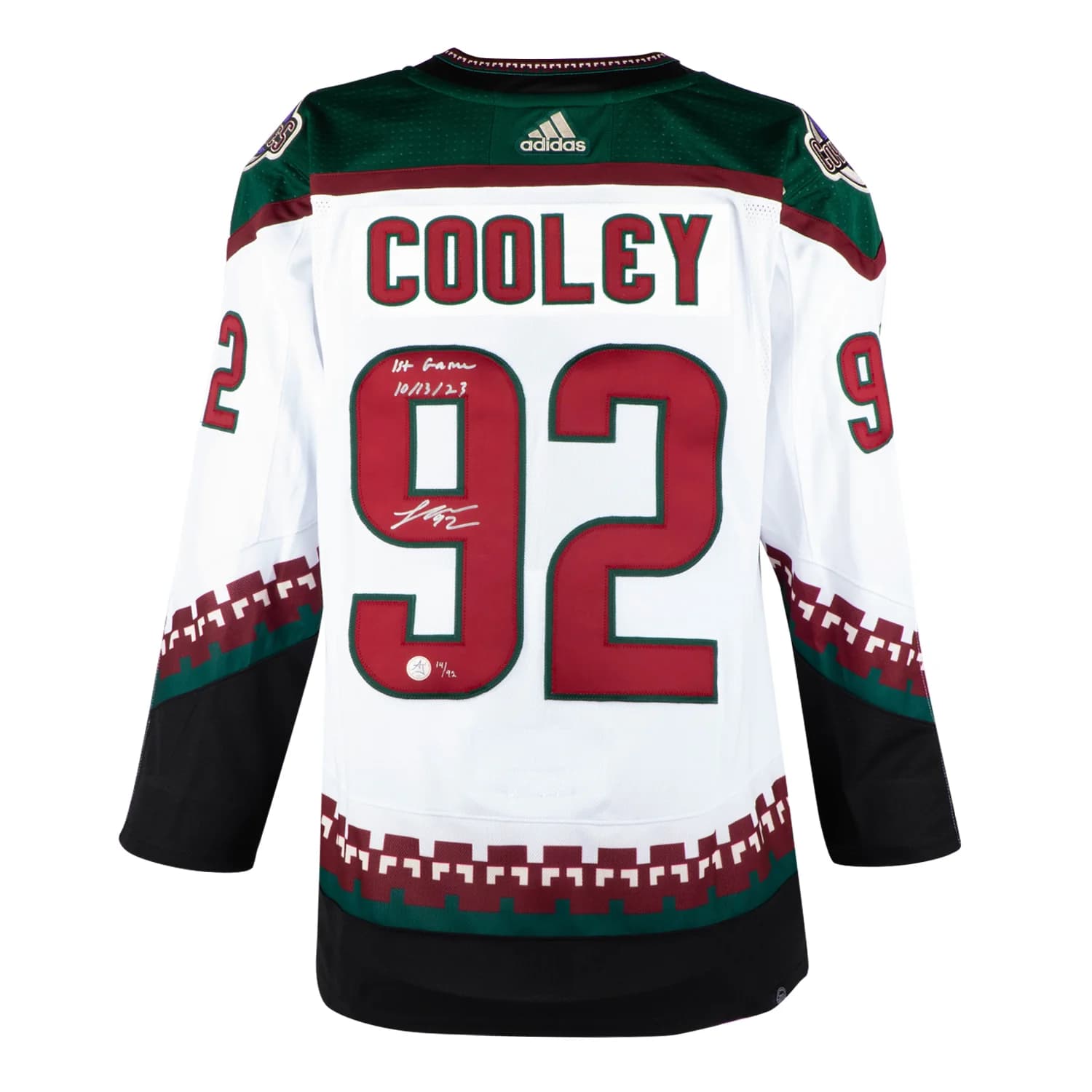 Logan Cooley Arizona Coyotes Signed & Dated 1st Game adidas Jersey /92 Logan Cooley Jersey dated-1st-game-adidas-92, Arizona Coyotes, supplier stock photo