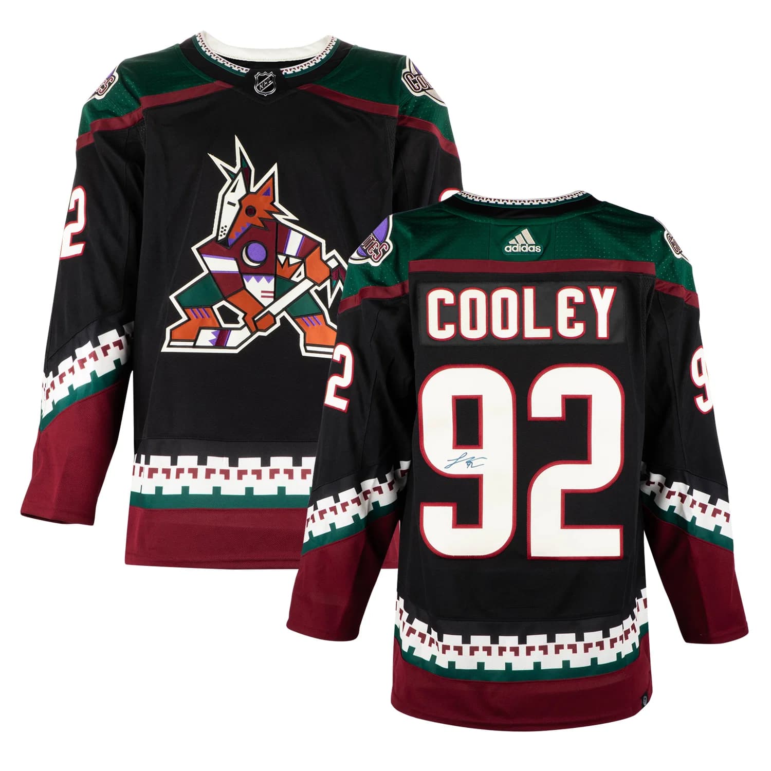 Logan Cooley Autographed Arizona Coyotes Black Kachina adidas Jersey Logan Cooley Jersey black-kachina-adidas, Arizona Coyotes, view 3, supplier stock photo