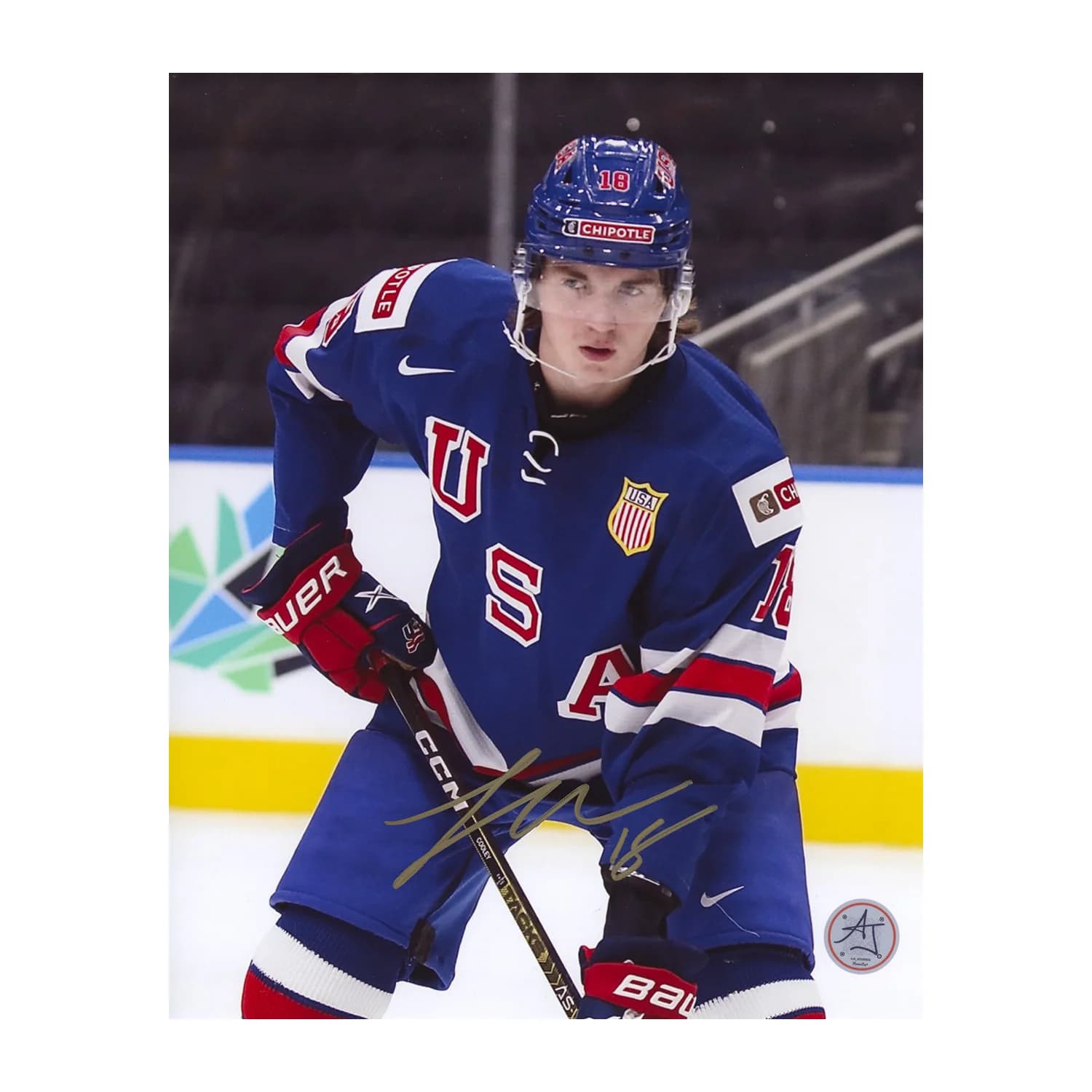 Logan Cooley Autographed Team USA World Junior Hockey 8x10 Photo Logan Cooley Photo 8x10-team-usa-world-junior-hockey, supplier stock photo