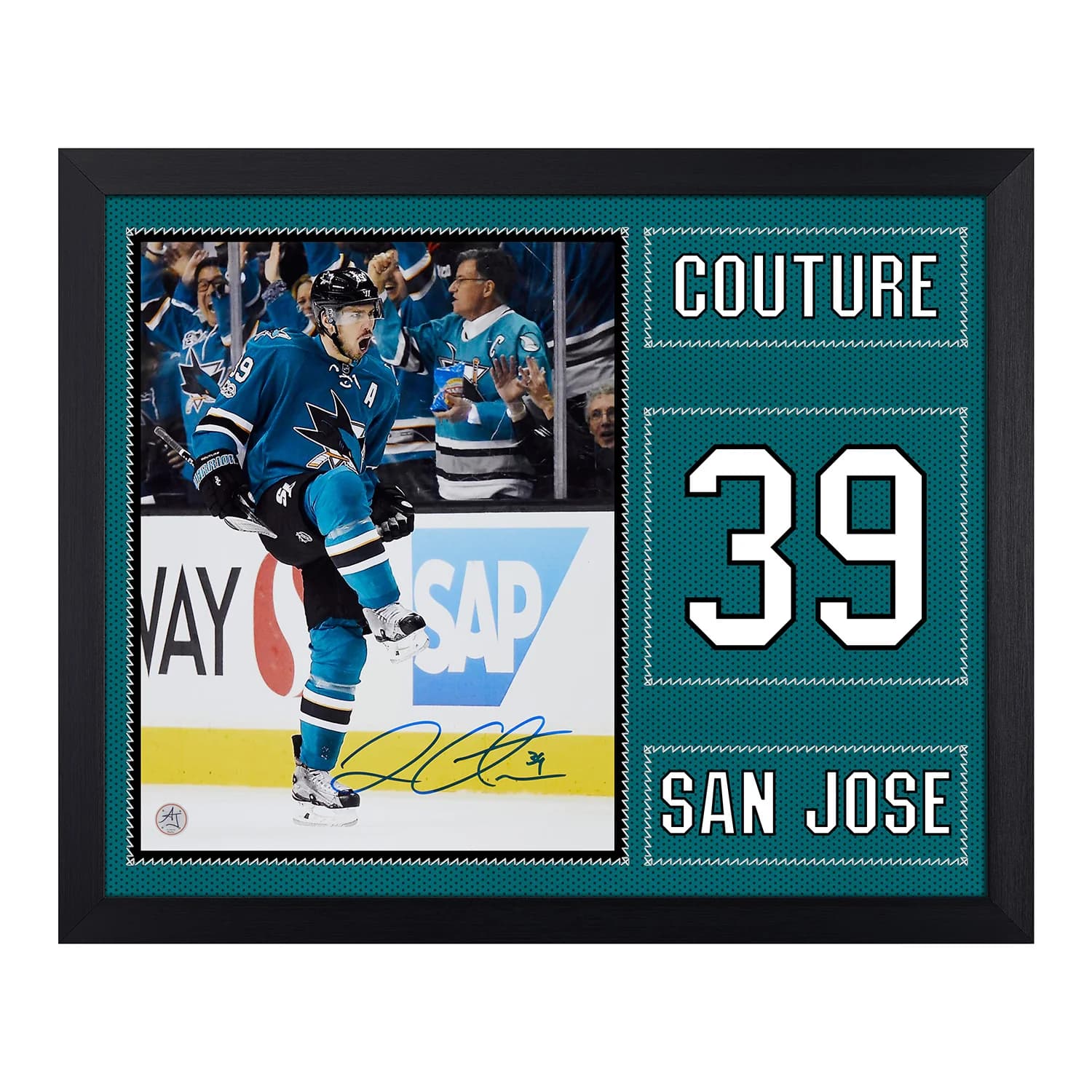 Logan Couture Autographed San Jose Sharks Uniform Graphic 19x23 Frame Logan Couture Jersey 19x23-uniform-graphic-frame, San Jose Sharks, supplier stock photo