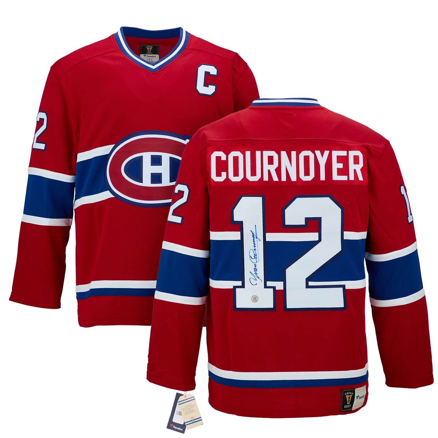 Yvan Cournoyer Autographed Montreal Canadiens Fanatics Throwback Jersey Yvan Cournoyer Jersey throwback, Montreal Canadiens, view 3, supplier stock photo