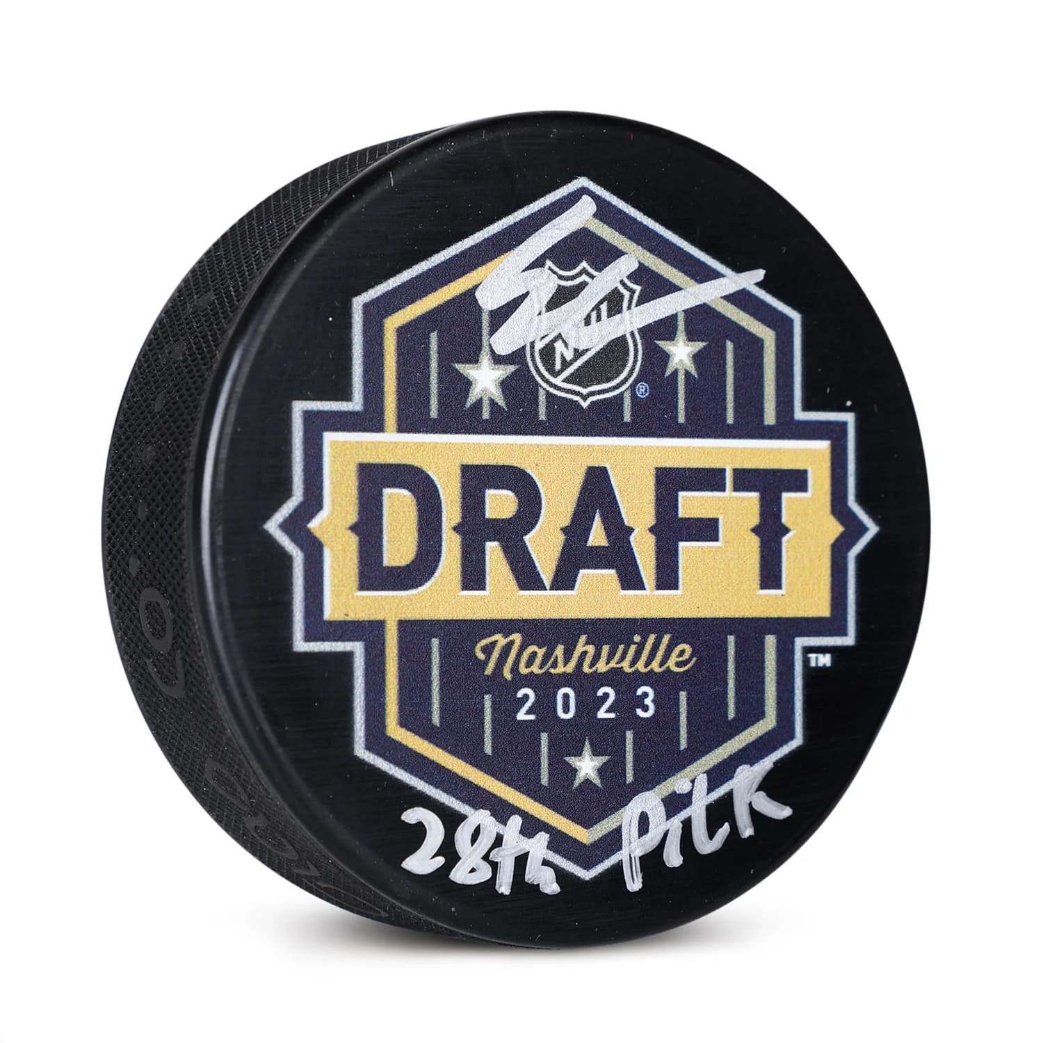 Easton Cowan Signed 2023 NHL Entry Draft Puck with 28th Pick Note Easton Cowan Puck 2023-nhl-entry-draft-28th-pick, supplier stock photo