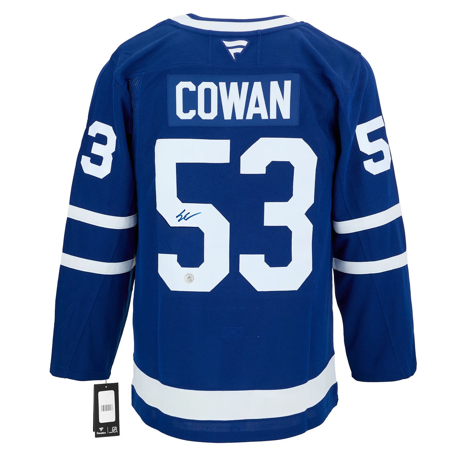 Easton Cowan Autographed Toronto Maple Leafs Fanatics Premium Jersey Easton Cowan Jersey premium, Toronto Maple Leafs, supplier stock photo