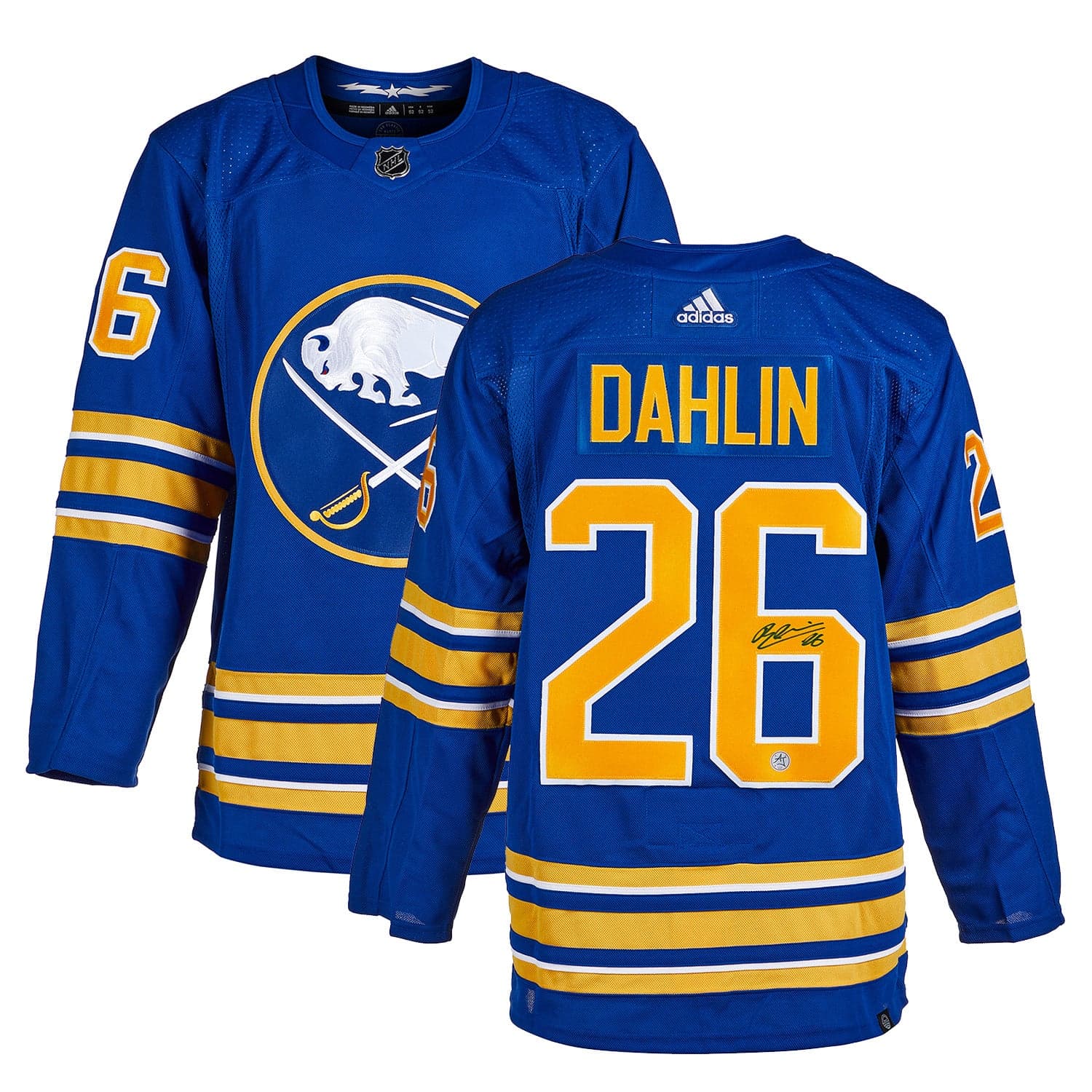 Rasmus Dahlin Autographed Buffalo Sabres Blue adidas Jersey Rasmus Dahlin Jersey blue-adidas, Buffalo Sabres, view 3, supplier stock photo