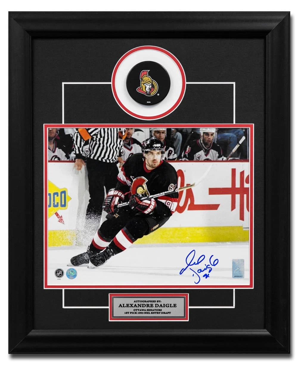Alexandre Daigle Ottawa Senators Autographed Hockey 20x24 Puck Frame Alexandre Daigle Puck 20x24-hockey-frame, Ottawa Senators, supplier stock photo