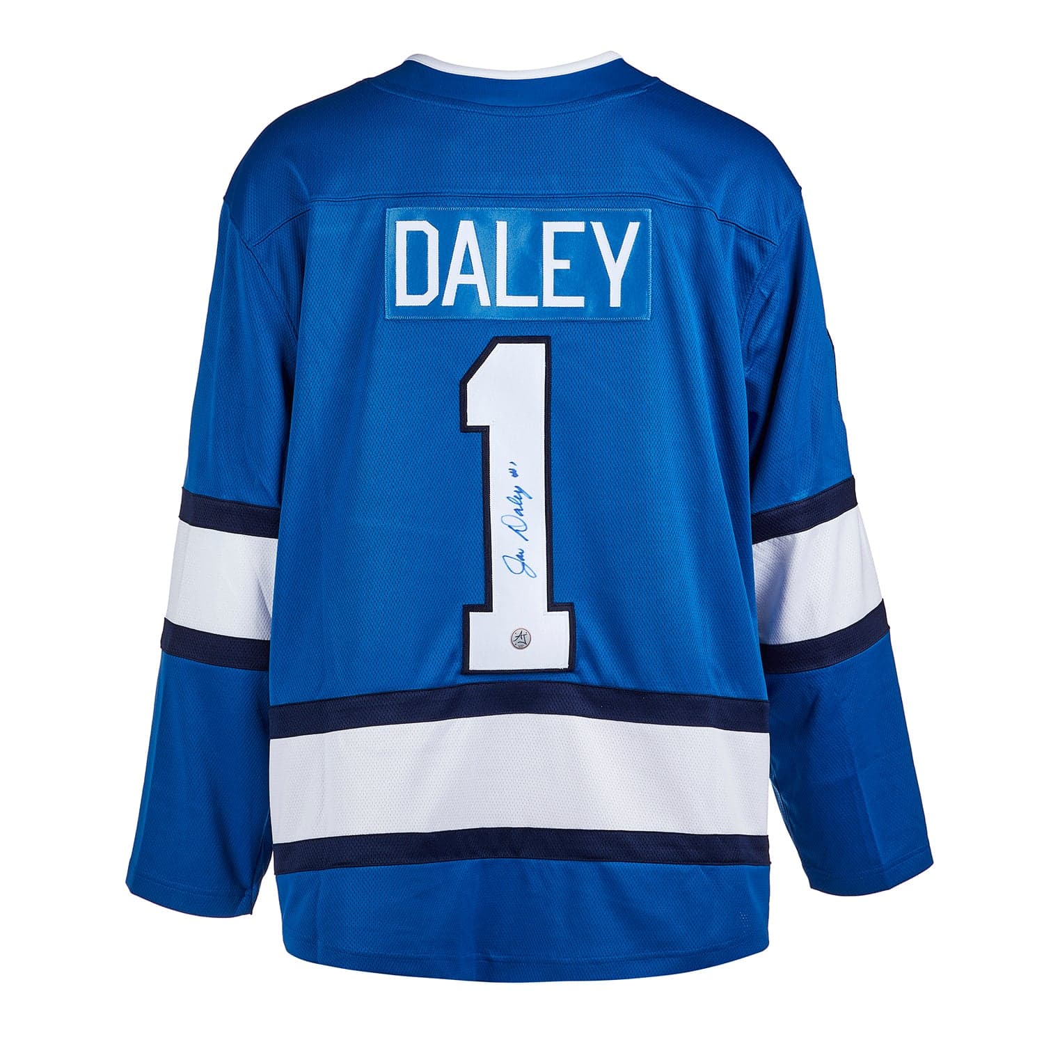 Joe Daley Autographed Winnipeg Jets Fanatics Throwback Jersey Joe Daley Jersey throwback, Winnipeg Jets, supplier stock photo