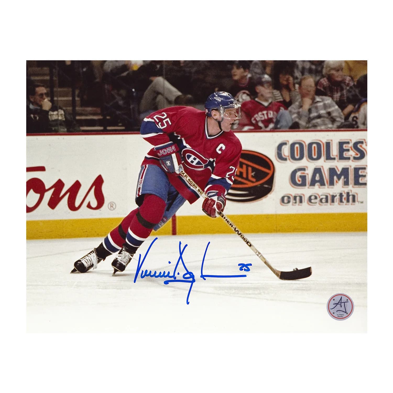 Vincent Damphousse Autographed Montreal Canadiens Game Action 8x10 Photo Vincent Damphousse Photo 8x10-game-action, Montreal Canadiens, supplier stock photo