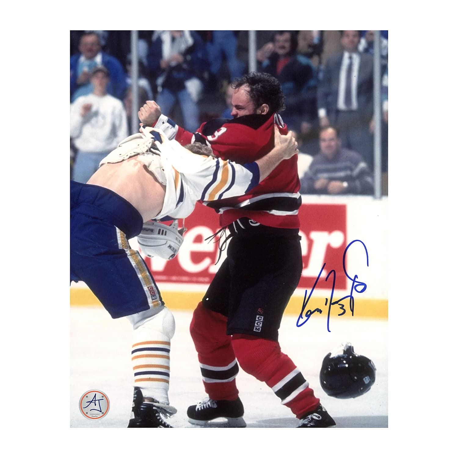 Ken Daneyko Autographed New Jersey Devils Fight Combat 8x10 Ken Daneyko Jersey 8x10-fight-combat, New Jersey Devils, supplier stock photo