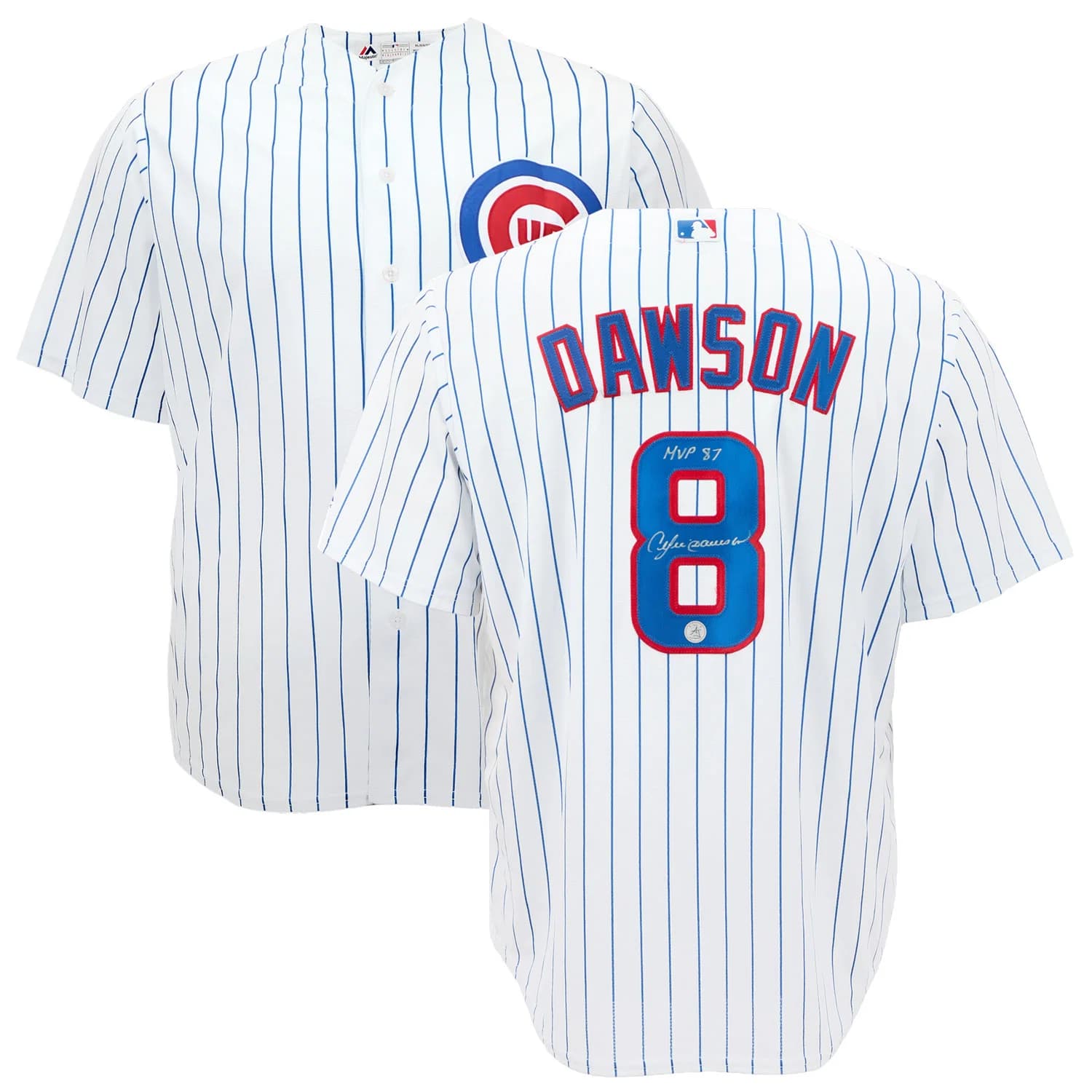 Andre Dawson Signed Chicago Cubs White Majestic Jersey with MVP 87 Note Andre Dawson Jersey white-majestic-mvp-87-note, Chicago Cubs, view 3, supplier stock photo