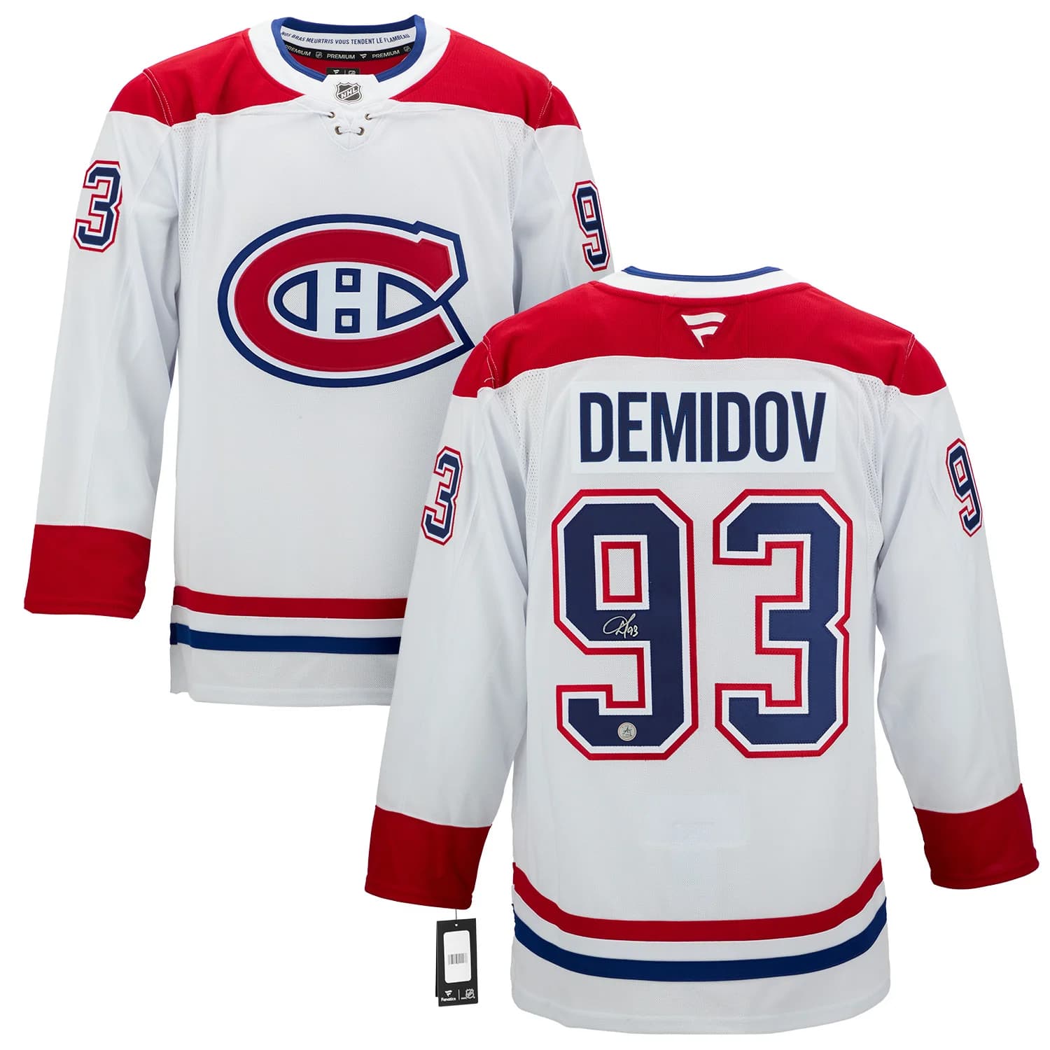 Ivan Demidov Signed Montreal Canadiens White Fanatics Premium Jersey Ivan Demidov Jersey ivan-demidov-white-premium, Montreal Canadiens, view 3, supplier stock photo