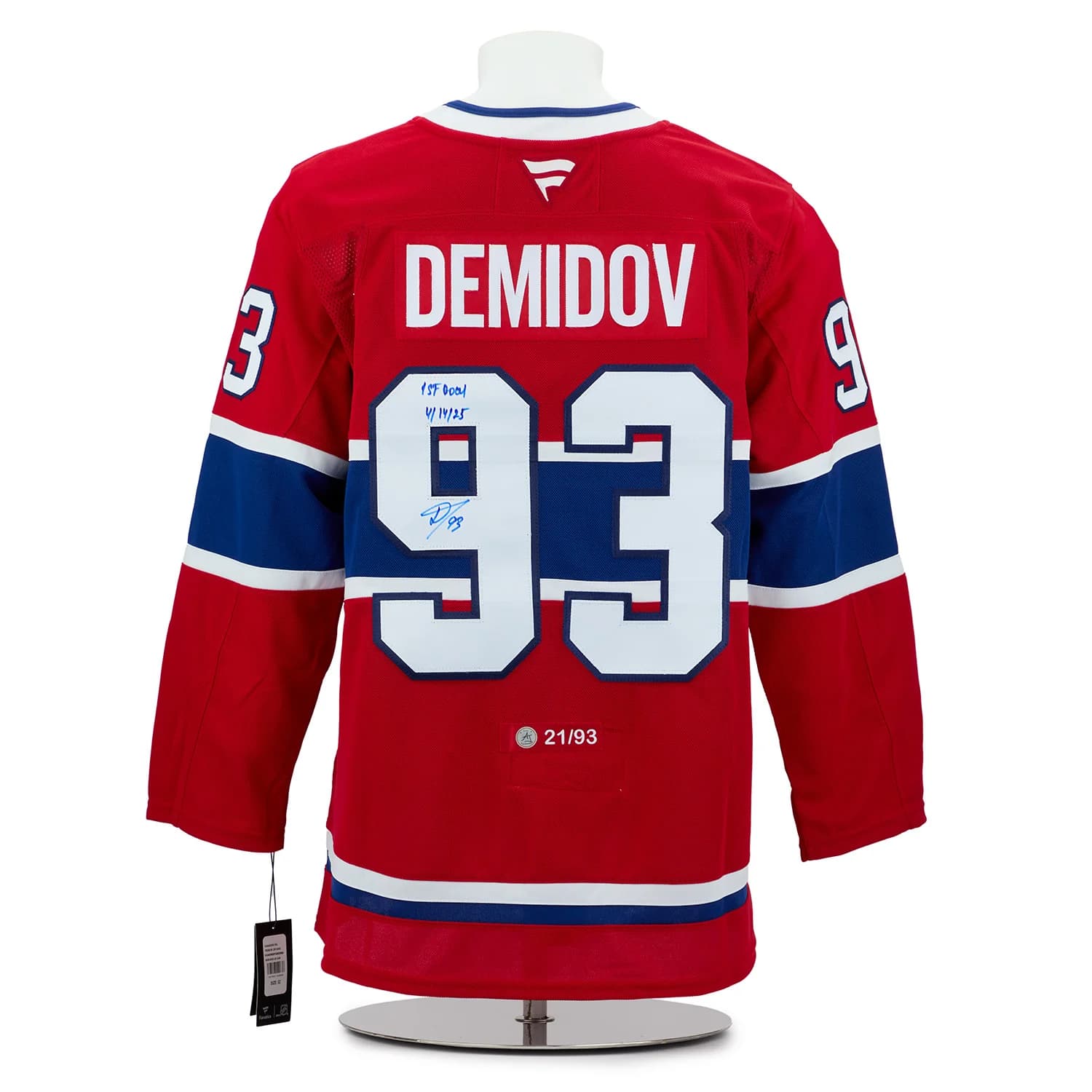 Ivan Demidov Montreal Canadiens Signed 1st Goal Fanatics Premium Jersey #21/93 Ivan Demidov Jersey ivan-demidov-1st-goal-premium-21, Montreal Canadiens, supplier stock photo