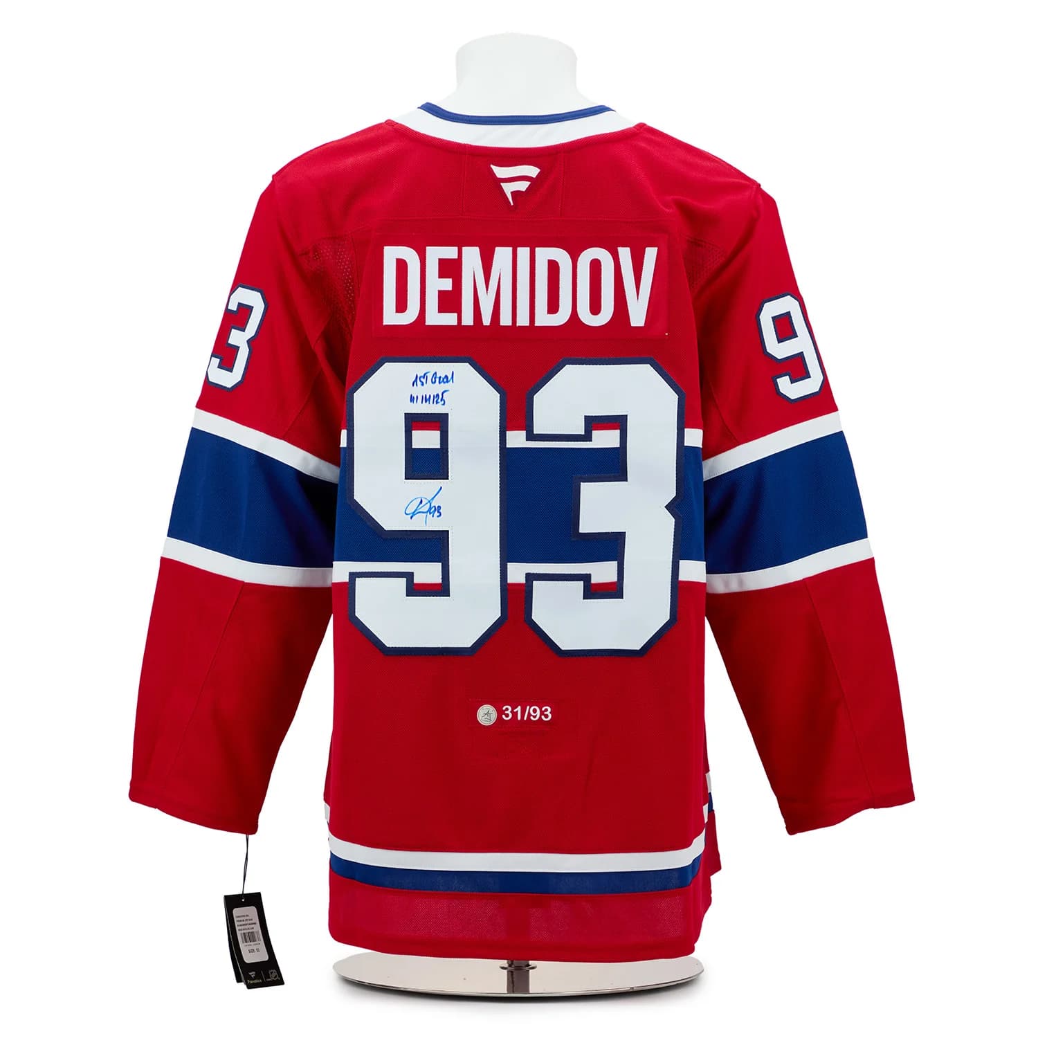 Ivan Demidov Montreal Canadiens Signed 1st Goal Fanatics Premium Jersey #31/93 Ivan Demidov Jersey ivan-demidov-1st-goal-premium-31, Montreal Canadiens, supplier stock photo