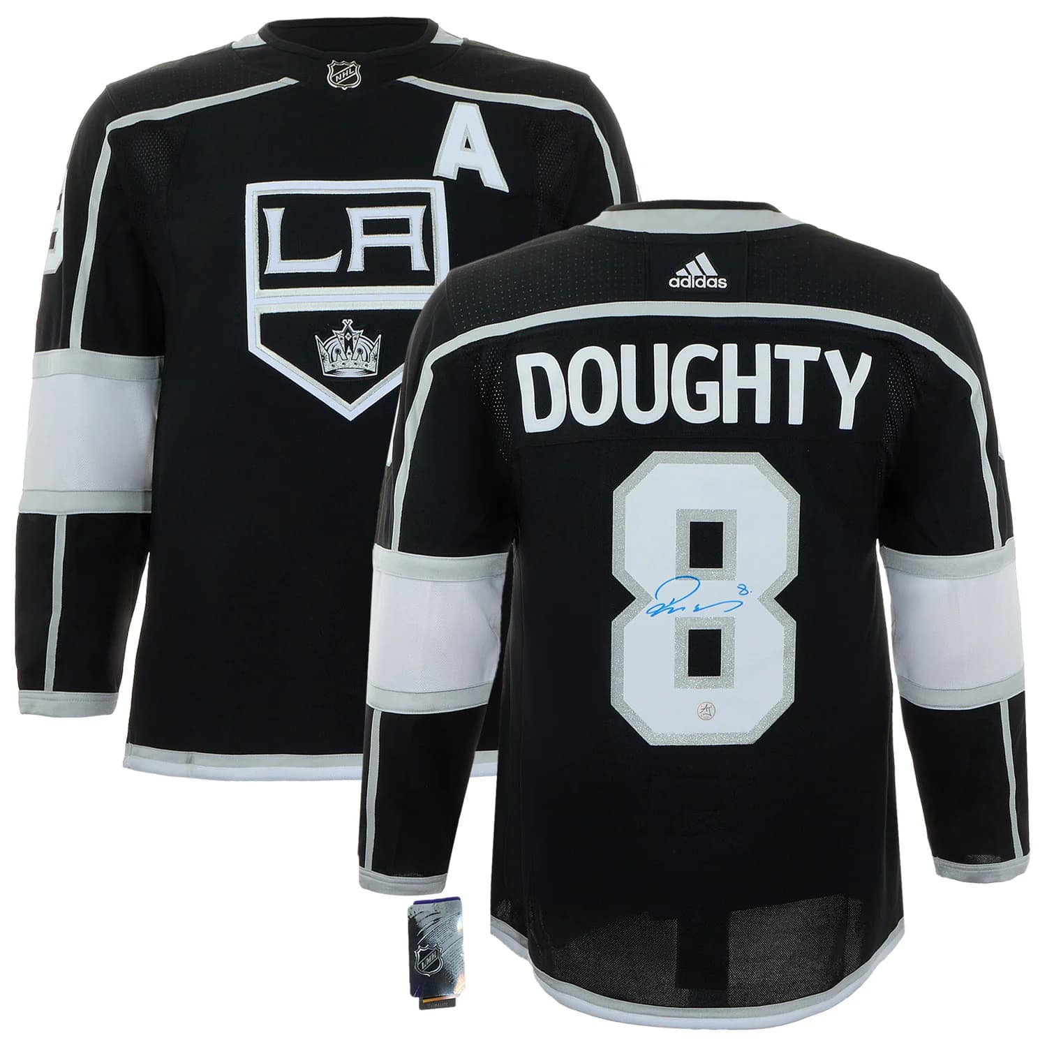 Drew Doughty Autographed Los Angeles Kings Black adidas Jersey Drew Doughty Jersey drew-doughty-los-angeles-kings-black, Los Angeles Kings, view 3, supplier stock photo